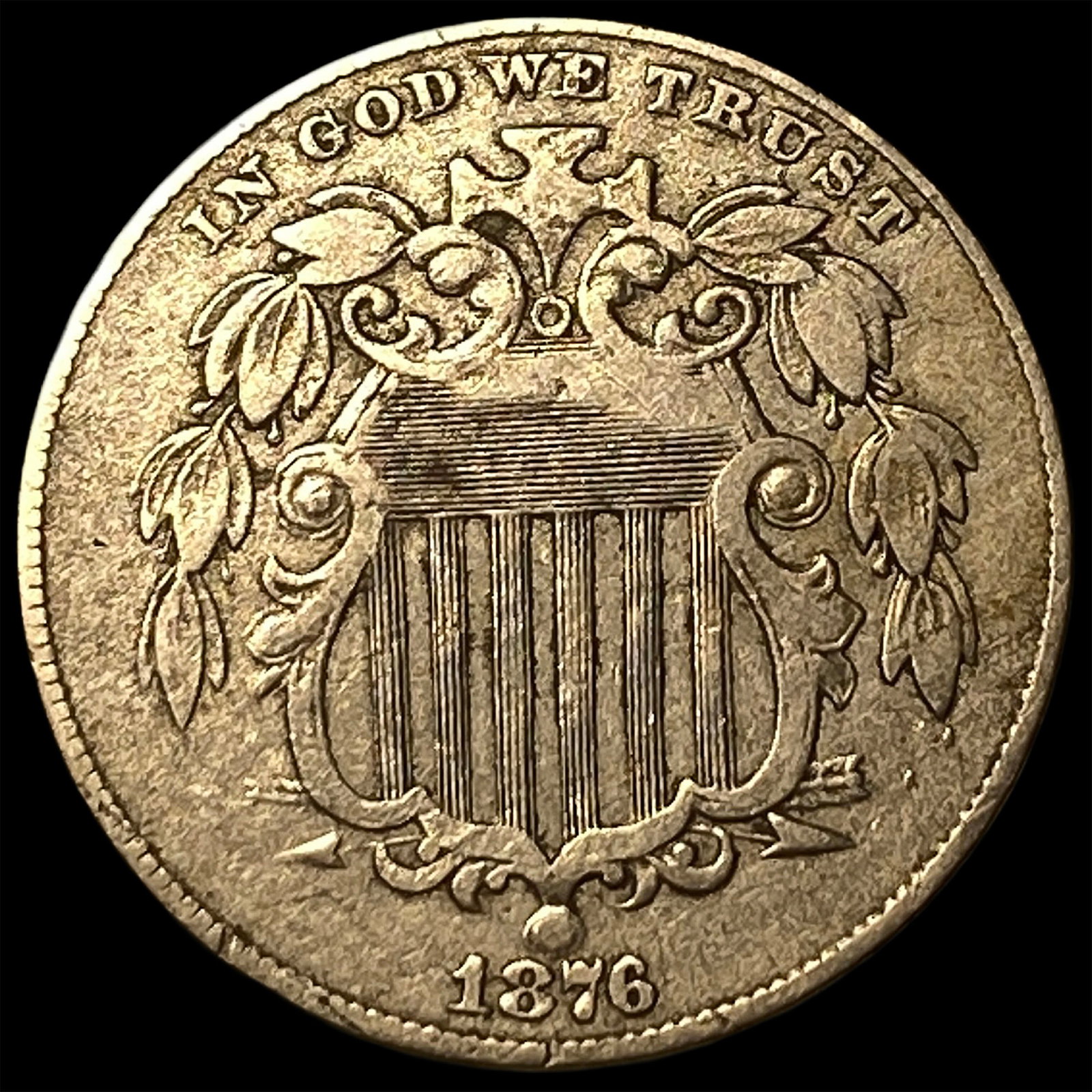 1876 Shield Nickel NEARLY UNCIRCULATED: 1876 Shield Nickel NEARLY UNCIRCULATED