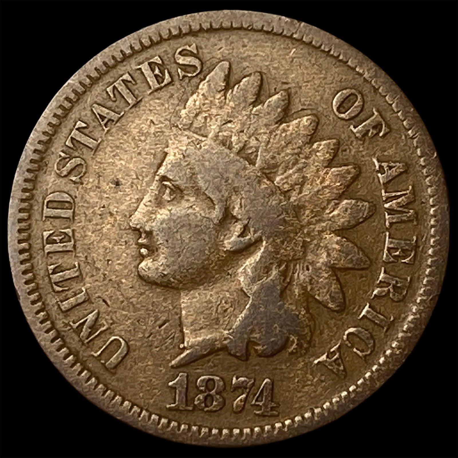 1874 Indian Head Cent NICELY CIRCULATED: 1874 Indian Head Cent NICELY CIRCULATED