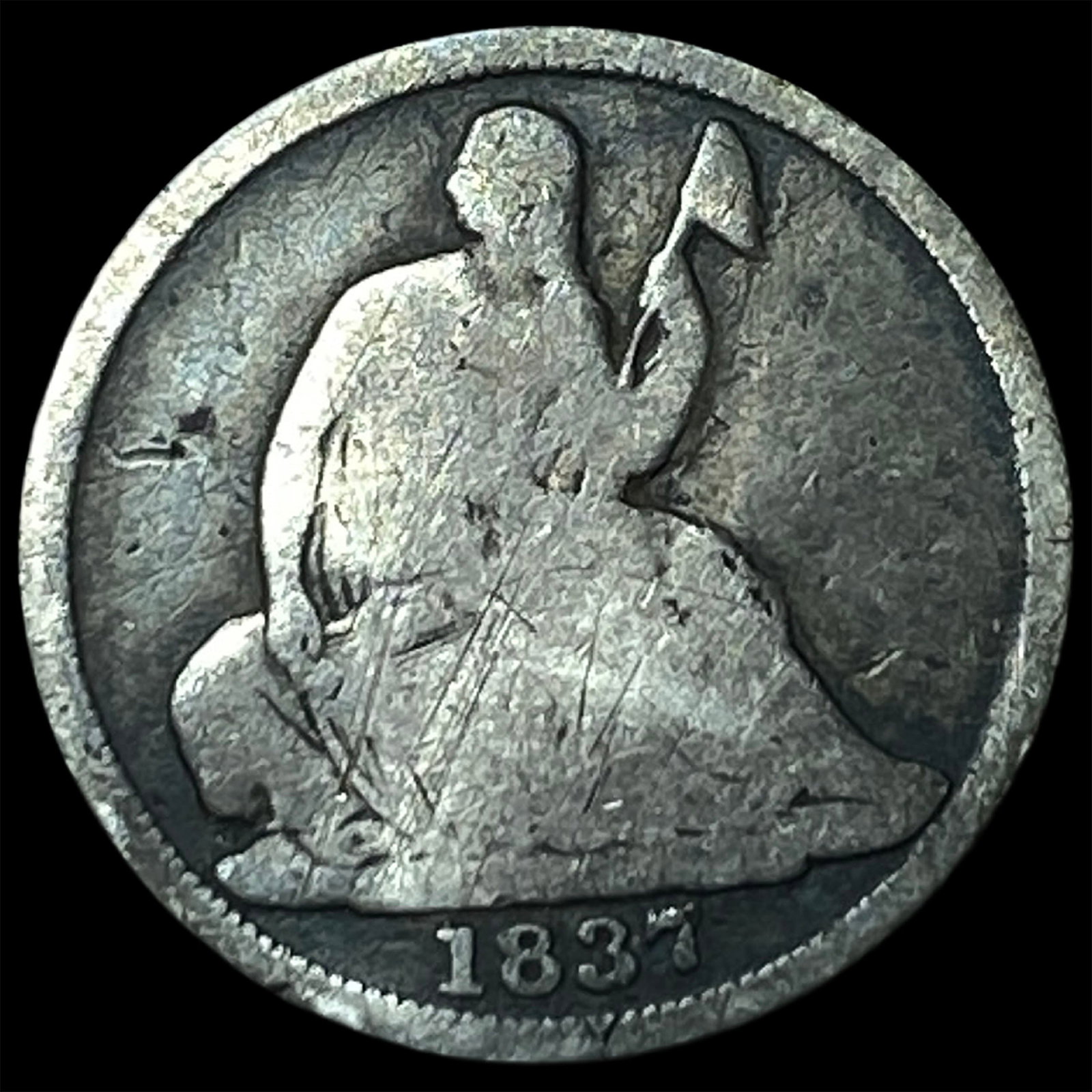 1837 Silver Half Dime No Stars NICELY CIRCULATED (1 of 2)