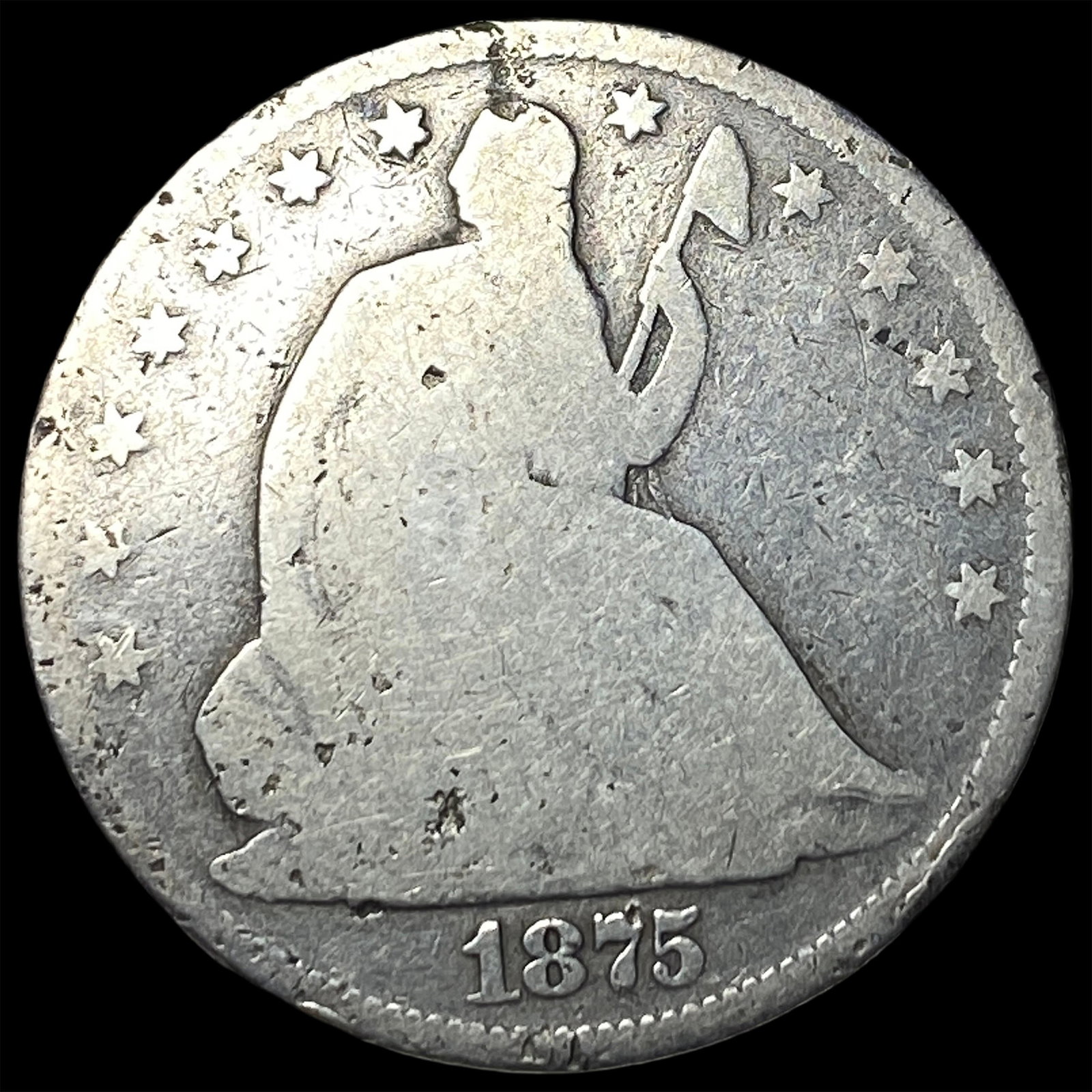1875-S Silver Half Dollar (Seated Liberty) NICELY CIRCULATED: 1875-S Silver Half Dollar (Seated Liberty) NICELY CIRCULATED