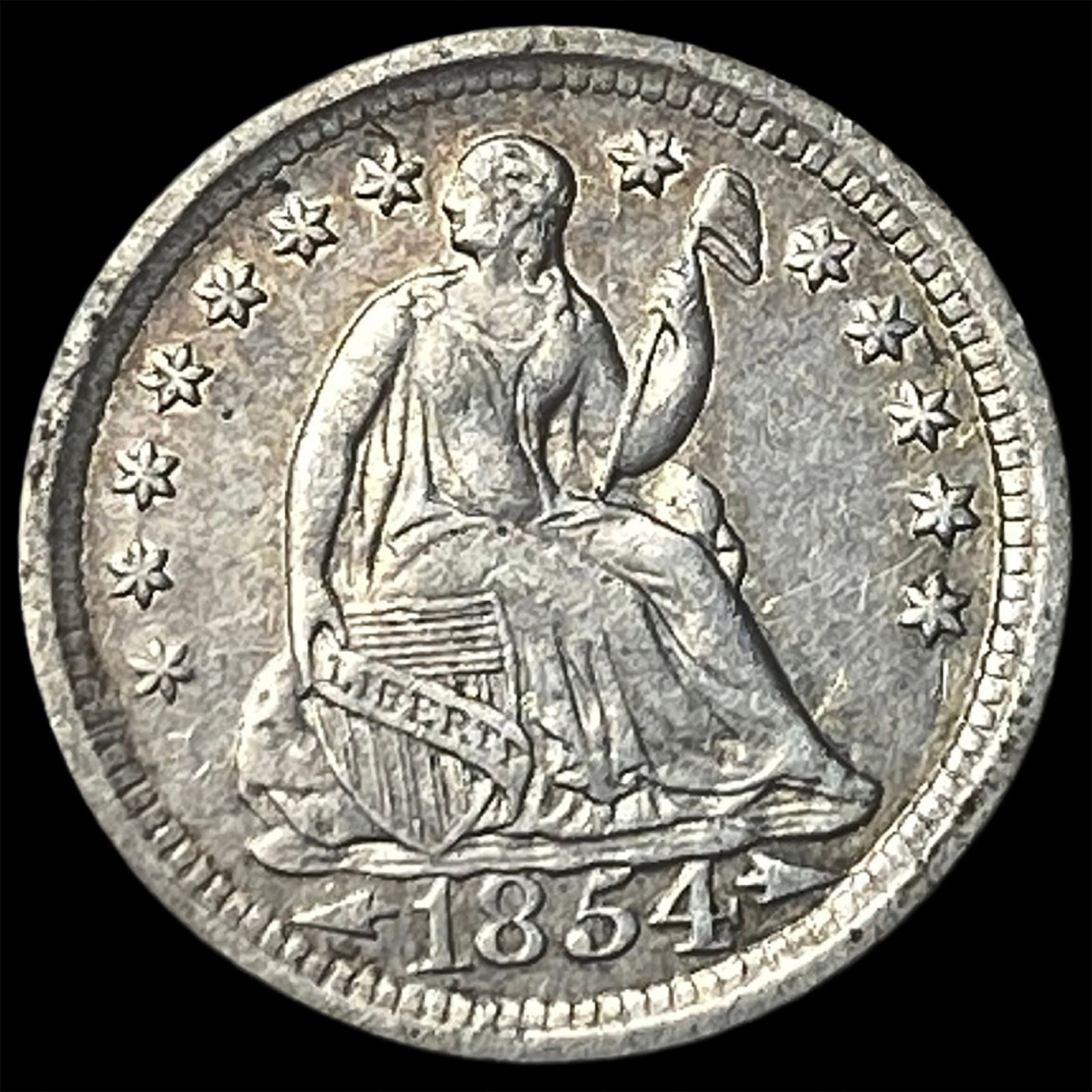 1854-O Silver Half Dime CLOSELY UNCIRCULATED: 1854-O Silver Half Dime CLOSELY UNCIRCULATED