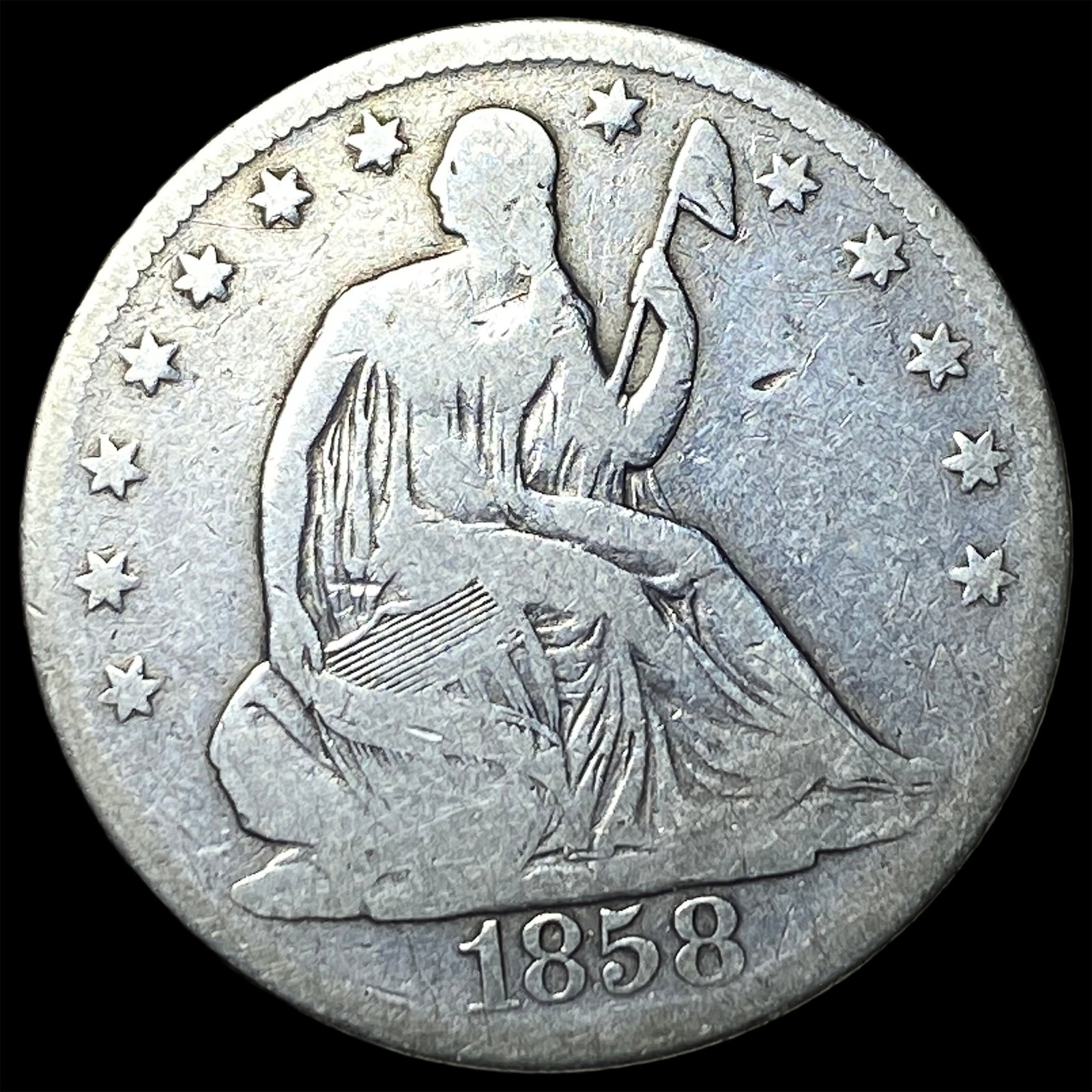 1858-O Silver Half Dollar LIGHTLY CIRCULATED: 1858-O Silver Half Dollar LIGHTLY CIRCULATED