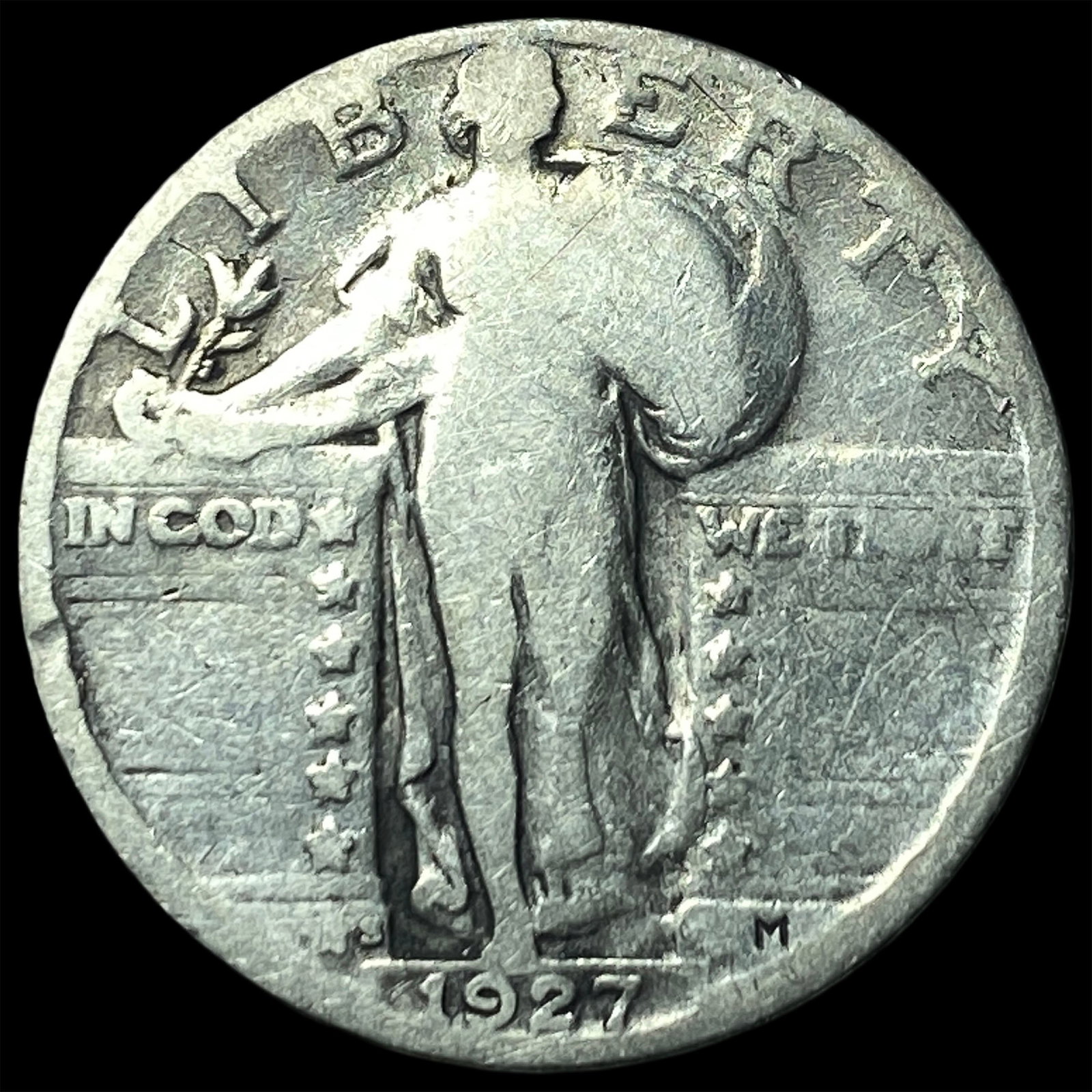 1927-S Silver Standing Liberty Quarter NICELY CIRCULATED: 1927-S Silver Standing Liberty Quarter NICELY CIRCULATED