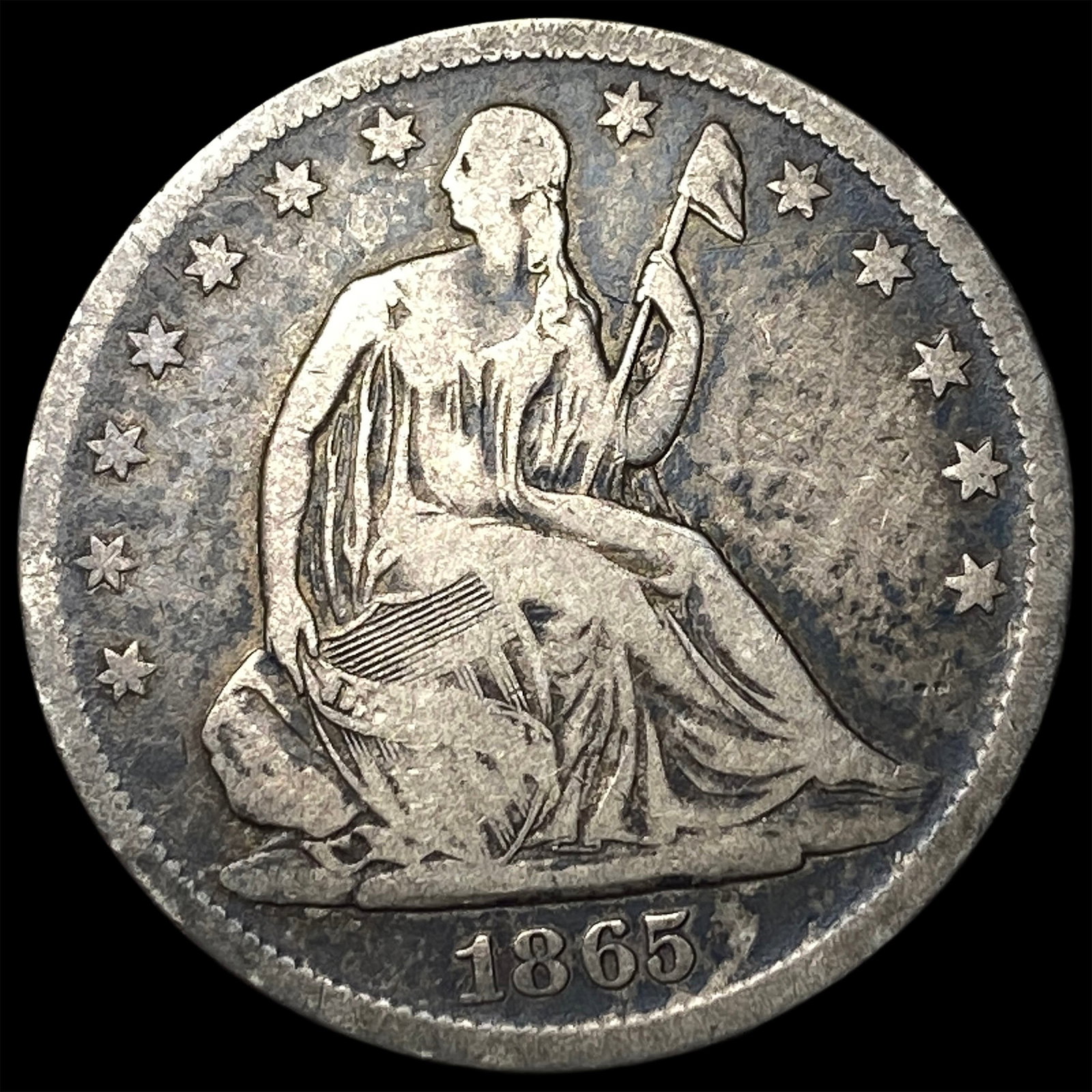 1865-S Silver Half Dollar LIGHTLY CIRCULATED: 1865-S Silver Half Dollar LIGHTLY CIRCULATED