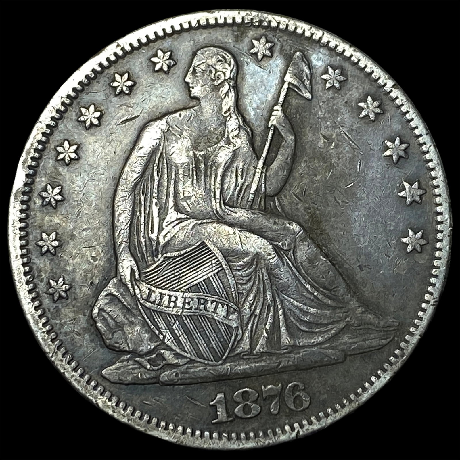 1876-CC Silver Half Dollar NEARLY UNCIRCULATED: 1876-CC Silver Half Dollar NEARLY UNCIRCULATED