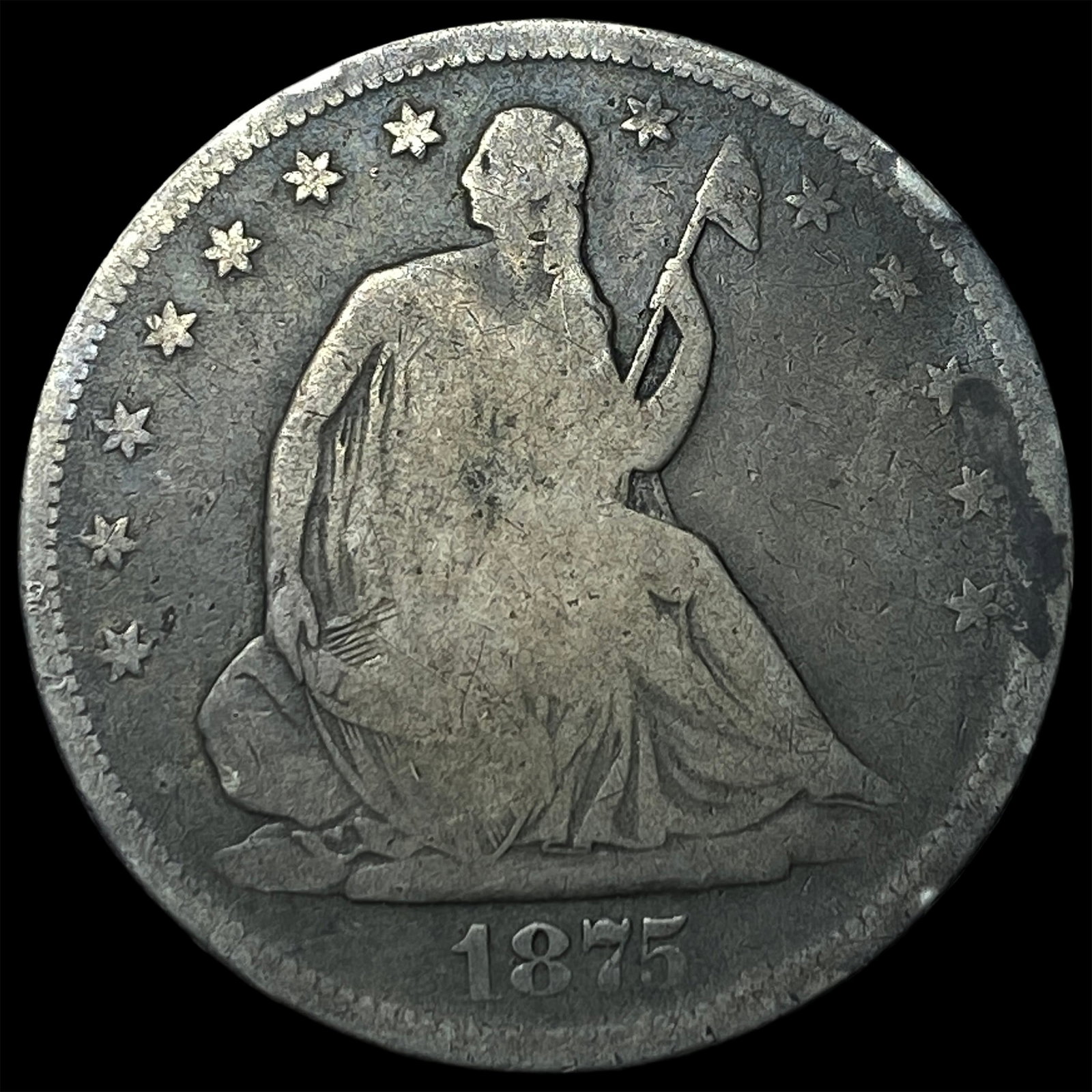 1875-S Silver Half Dollar NICELY CIRCULATED: 1875-S Silver Half Dollar NICELY CIRCULATED