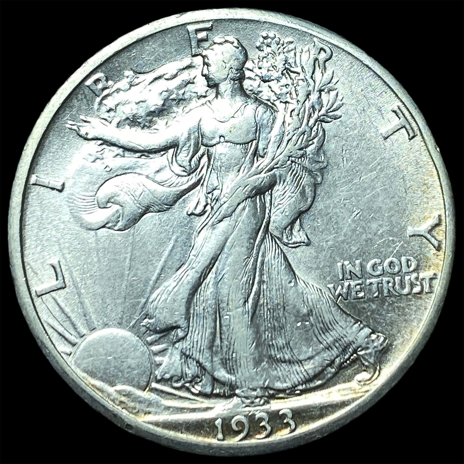 1933-S Silver Walking Liberty Half Dollar CLOSELY UNCIRCULATED: 1933-S Silver Walking Liberty Half Dollar CLOSELY UNCIRCULATED