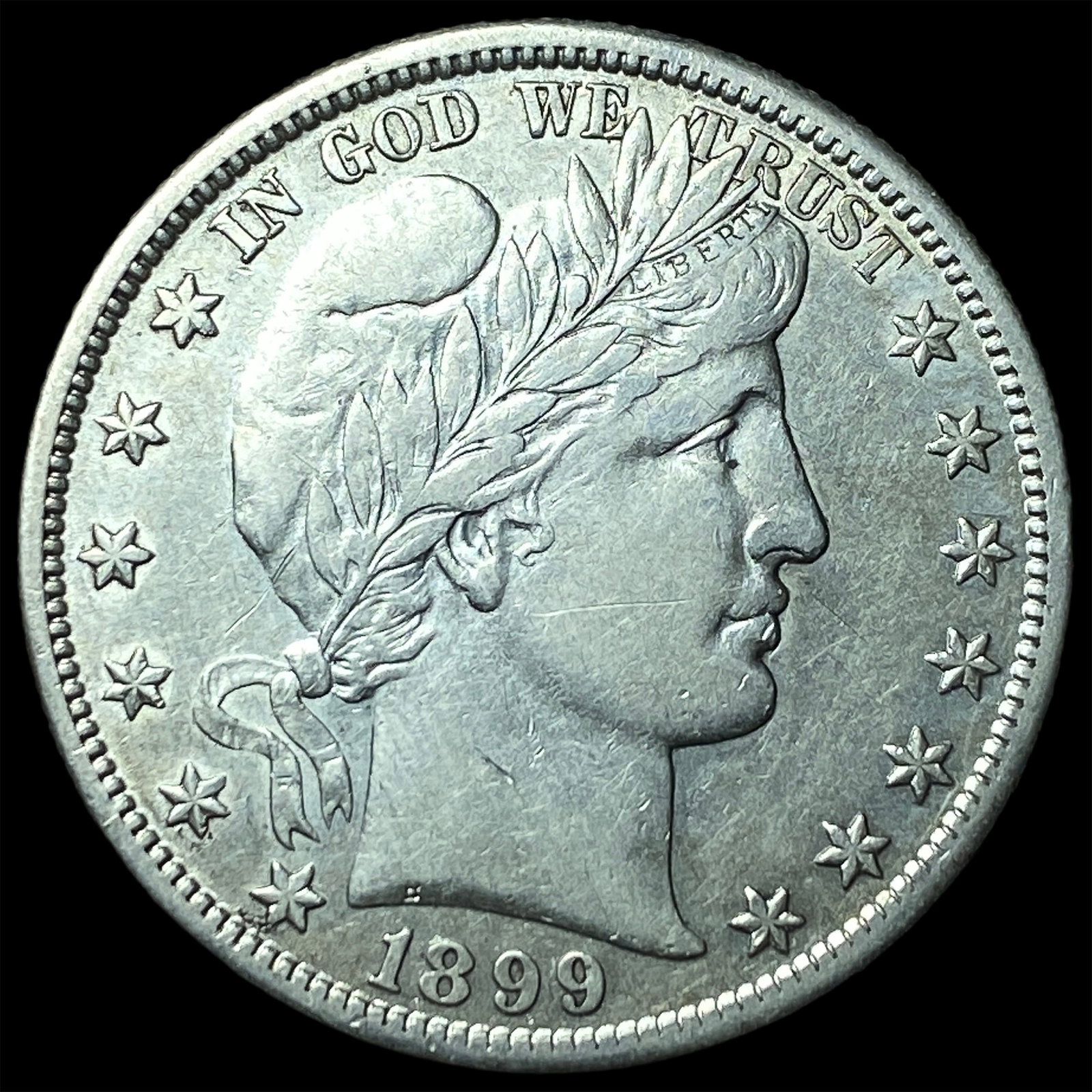 1899-S Silver Barber Half Dollar NEARLY UNCIRCULATED: 1899-S Silver Barber Half Dollar NEARLY UNCIRCULATED