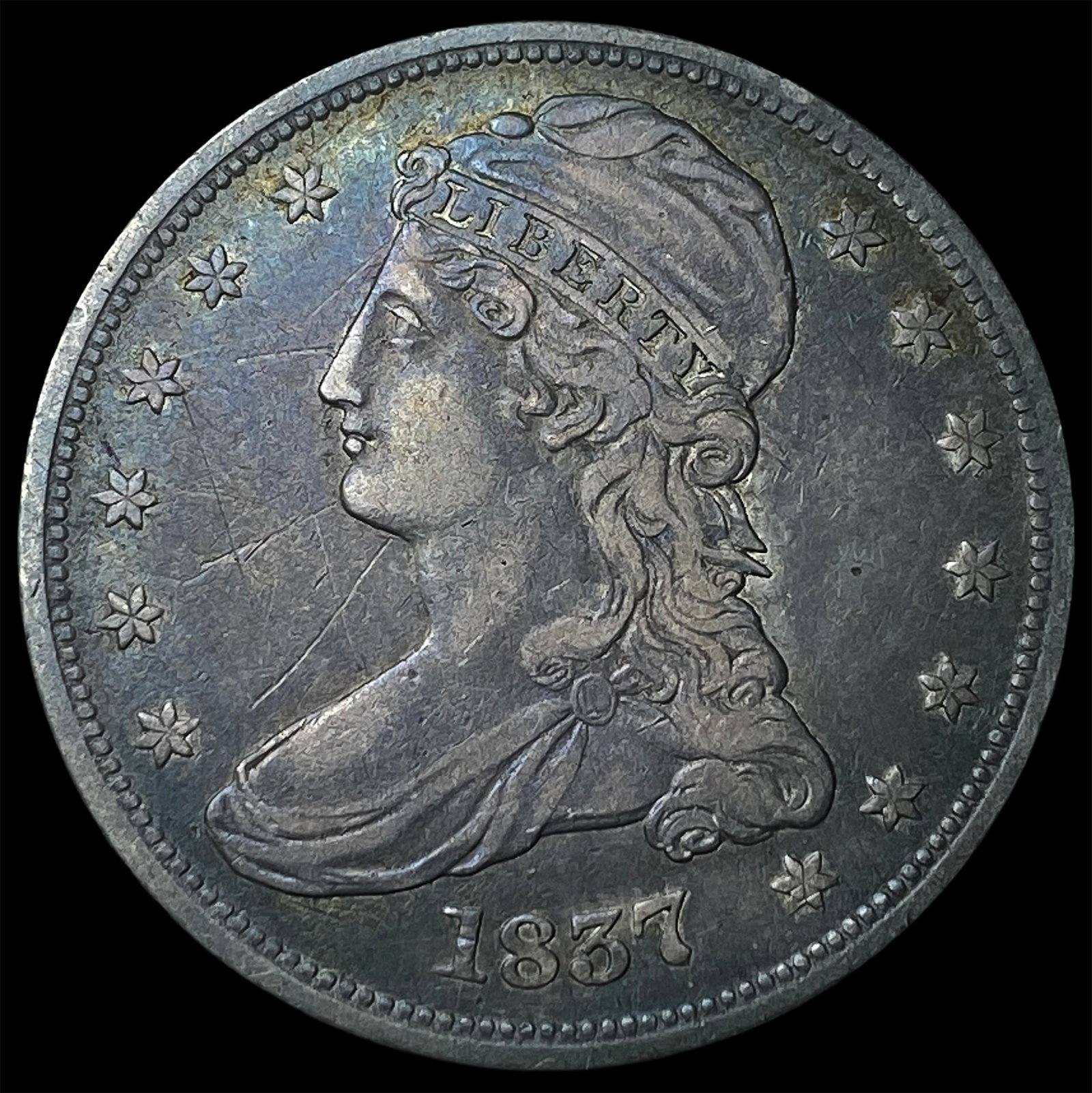 1837 Capped Bust Half Dollar NEARLY UNCIRCULATED: 1837 Capped Bust Half Dollar NEARLY UNCIRCULATED