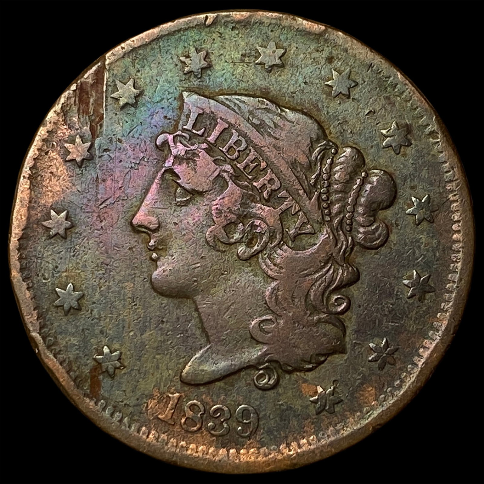 1839 Braided Hair Large Cent LIGHTLY CIRCULATED (1 of 2)