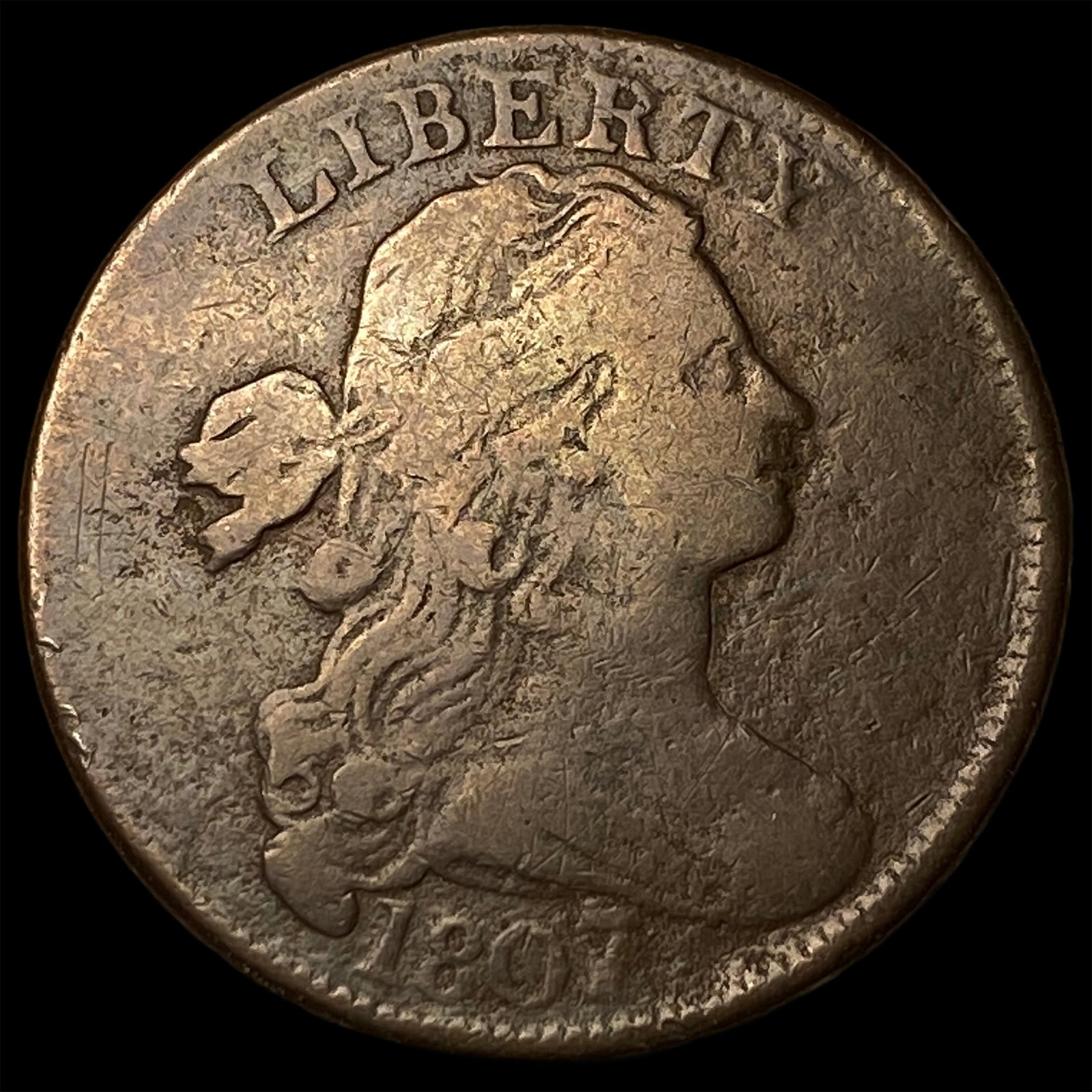1801 Large Cent Draped Bust LIGHTLY CIRCULATED: 1801 Large Cent Draped Bust LIGHTLY CIRCULATED