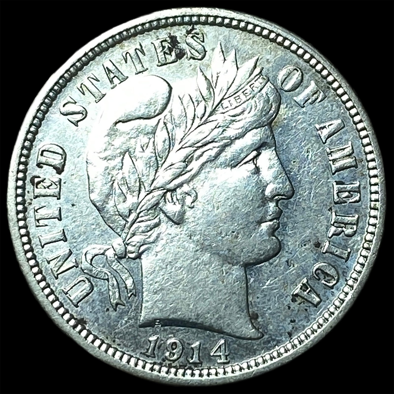 1914-D Silver Barber Dime CLOSELY UNCIRCULATED: 1914-D Silver Barber Dime CLOSELY UNCIRCULATED
