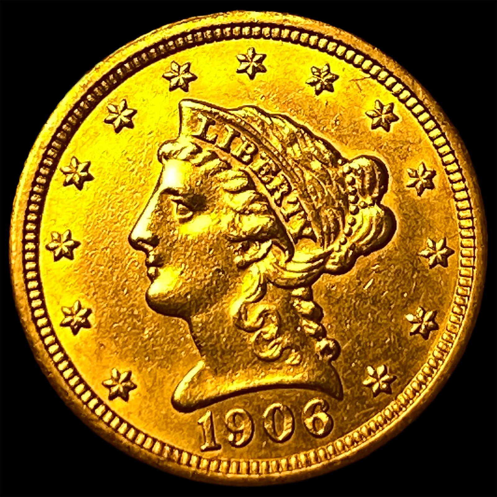 1906 Liberty Head Gold Quarter Eagle $2.50 CLOSELY UNCIRCULATED: 1906 Liberty Head Gold Quarter Eagle $2.50 CLOSELY UNCIRCULATED