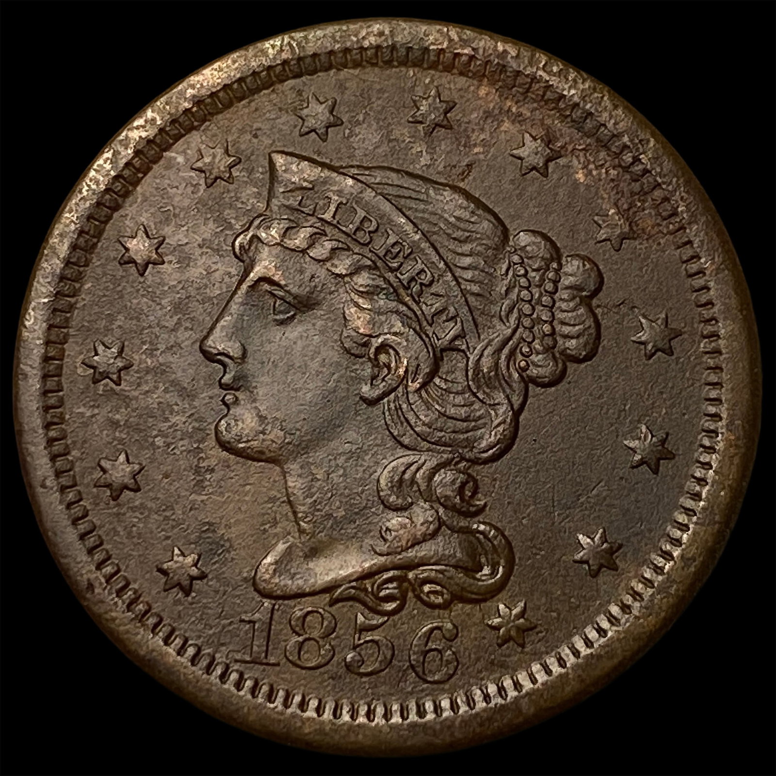 1856 Braided Hair Large Cent CLOSELY UNCIRCULATED: 1856 Braided Hair Large Cent CLOSELY UNCIRCULATED