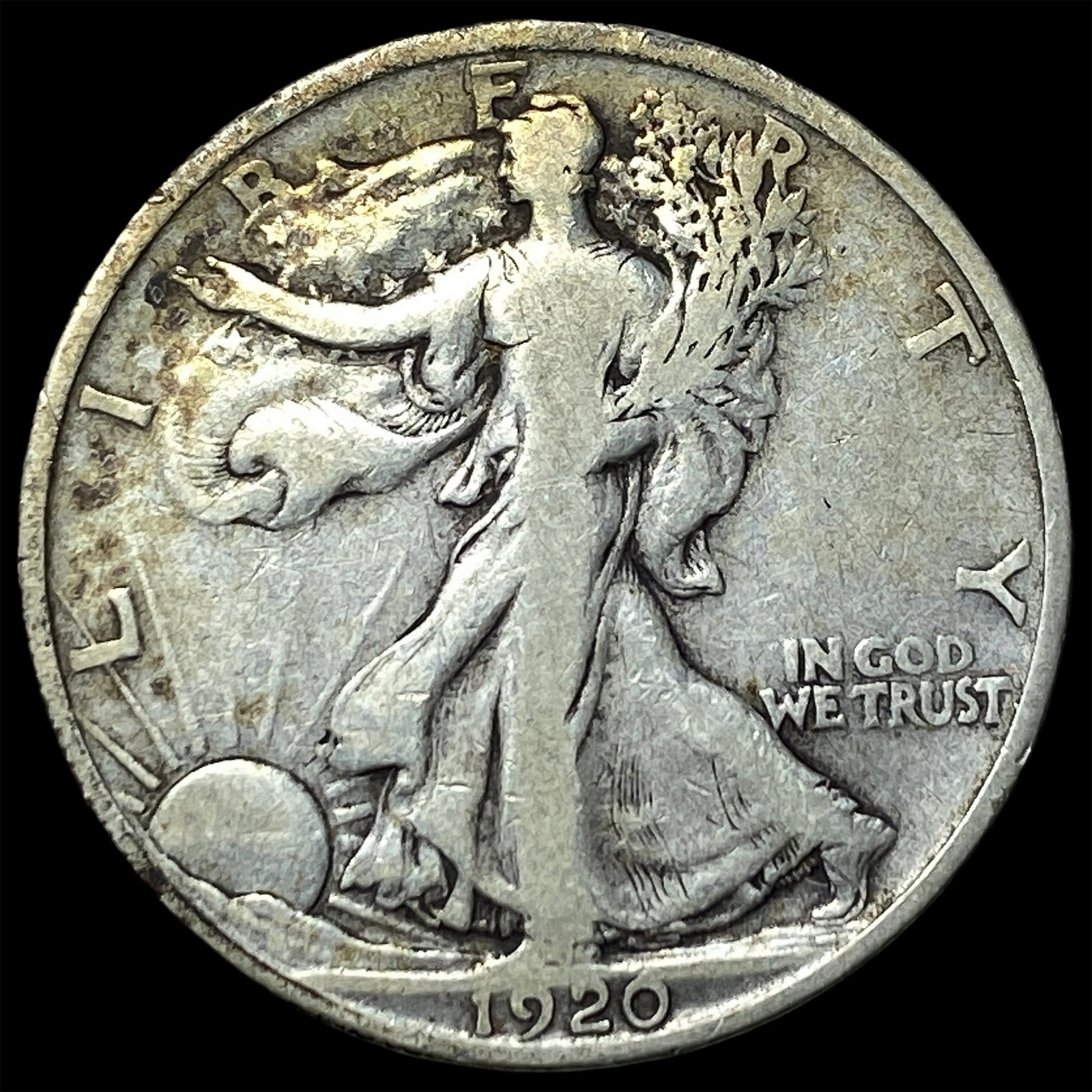 1920-S Silver Walking Liberty Half Dollar LIGHTLY CIRCULATED (1 of 2)