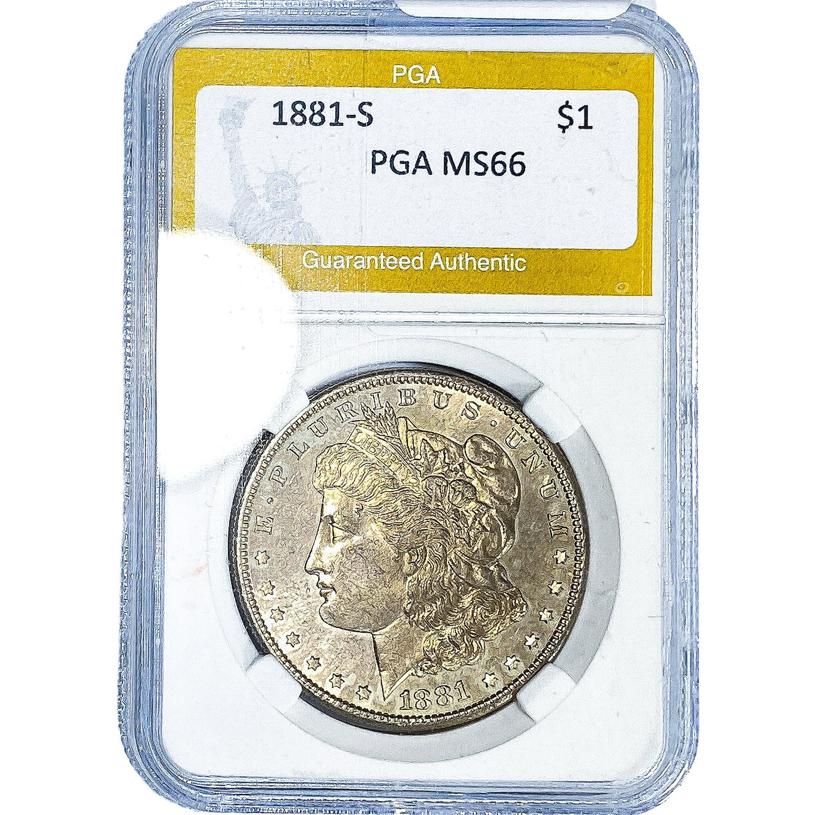 1881-S Morgan Silver Dollar PGA MS66: 1881-S Morgan Silver Dollar PGA MS66