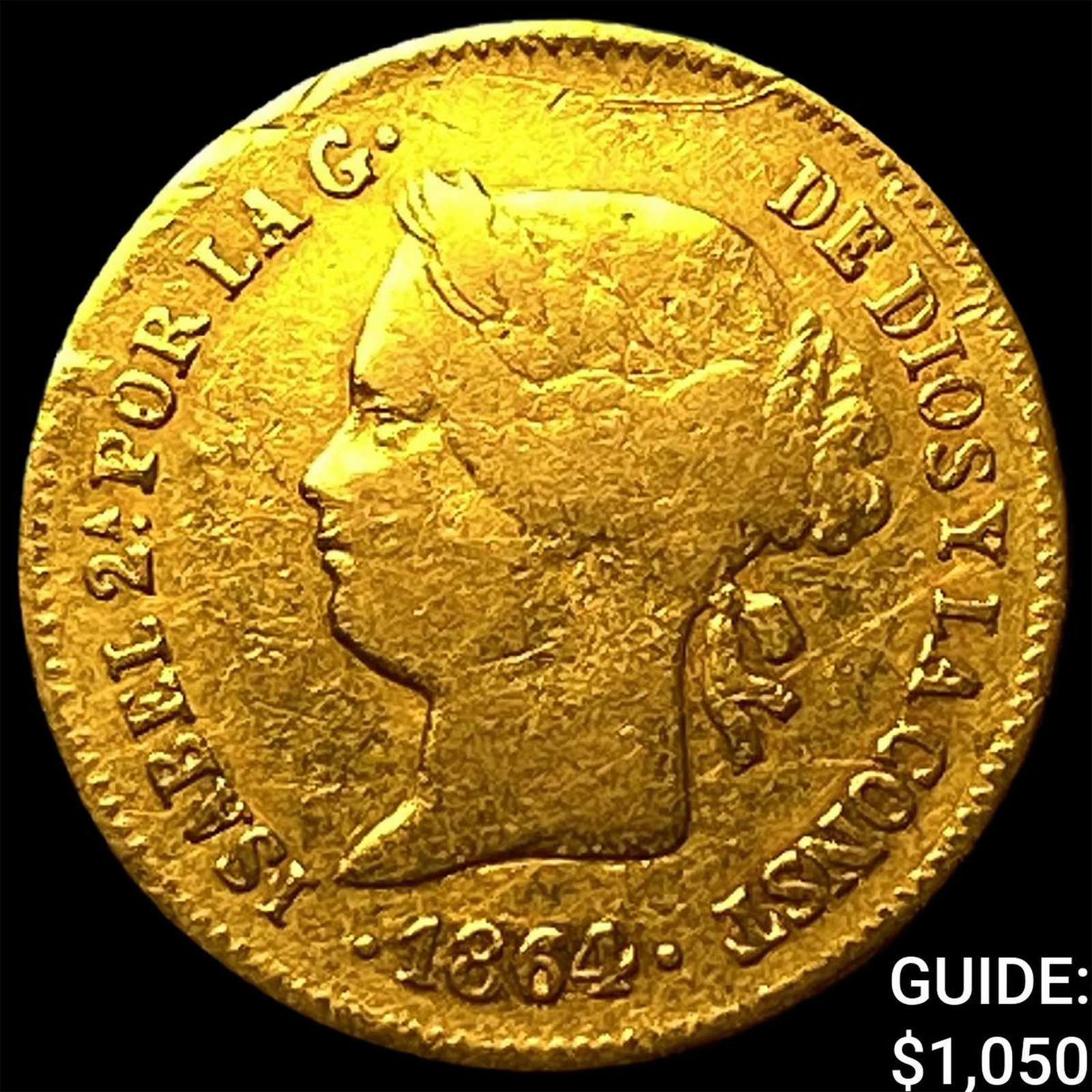 1864 Philippines Gold 1 Peso .0476 AGW: 1864 Philippines Gold 1 Peso .0476 AGW