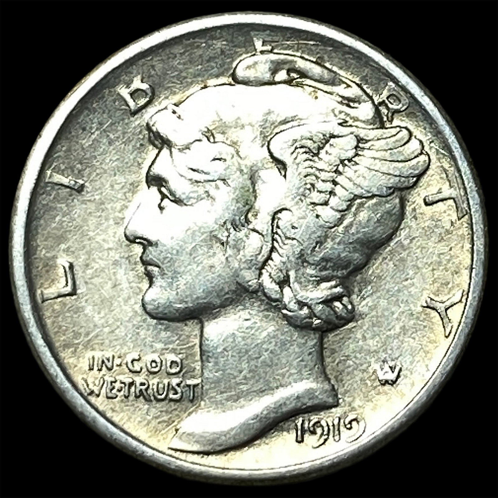 1919-D Silver Mercury Dime NEARLY UNCIRCULATED (1 of 2)