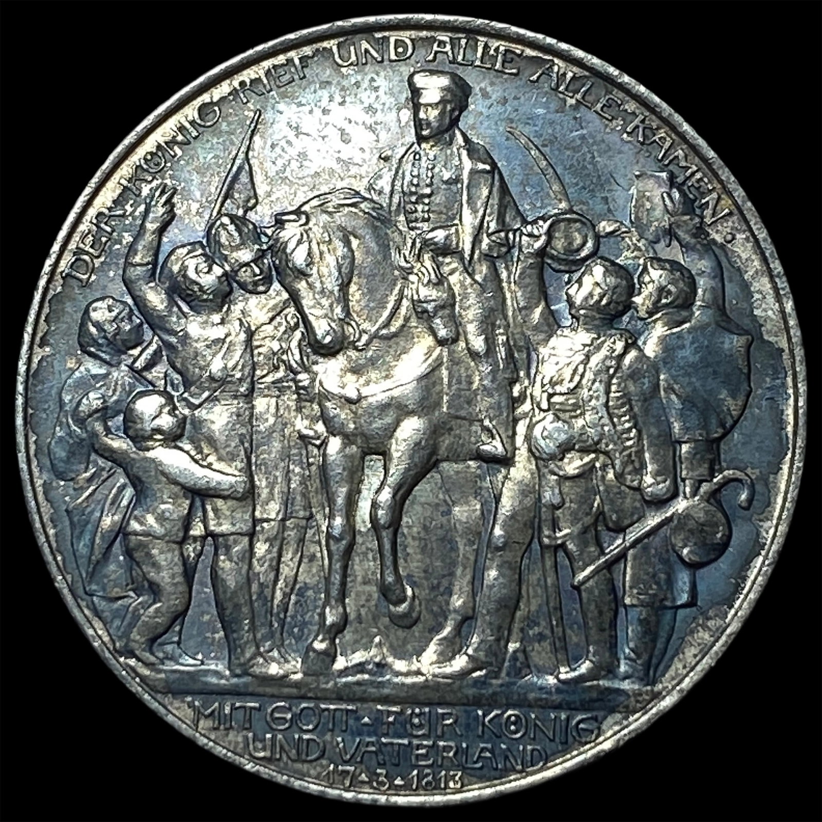 1913 Germany Prussia Silver 2 Marks Toned: 1913 Germany Prussia Silver 2 Marks Toned