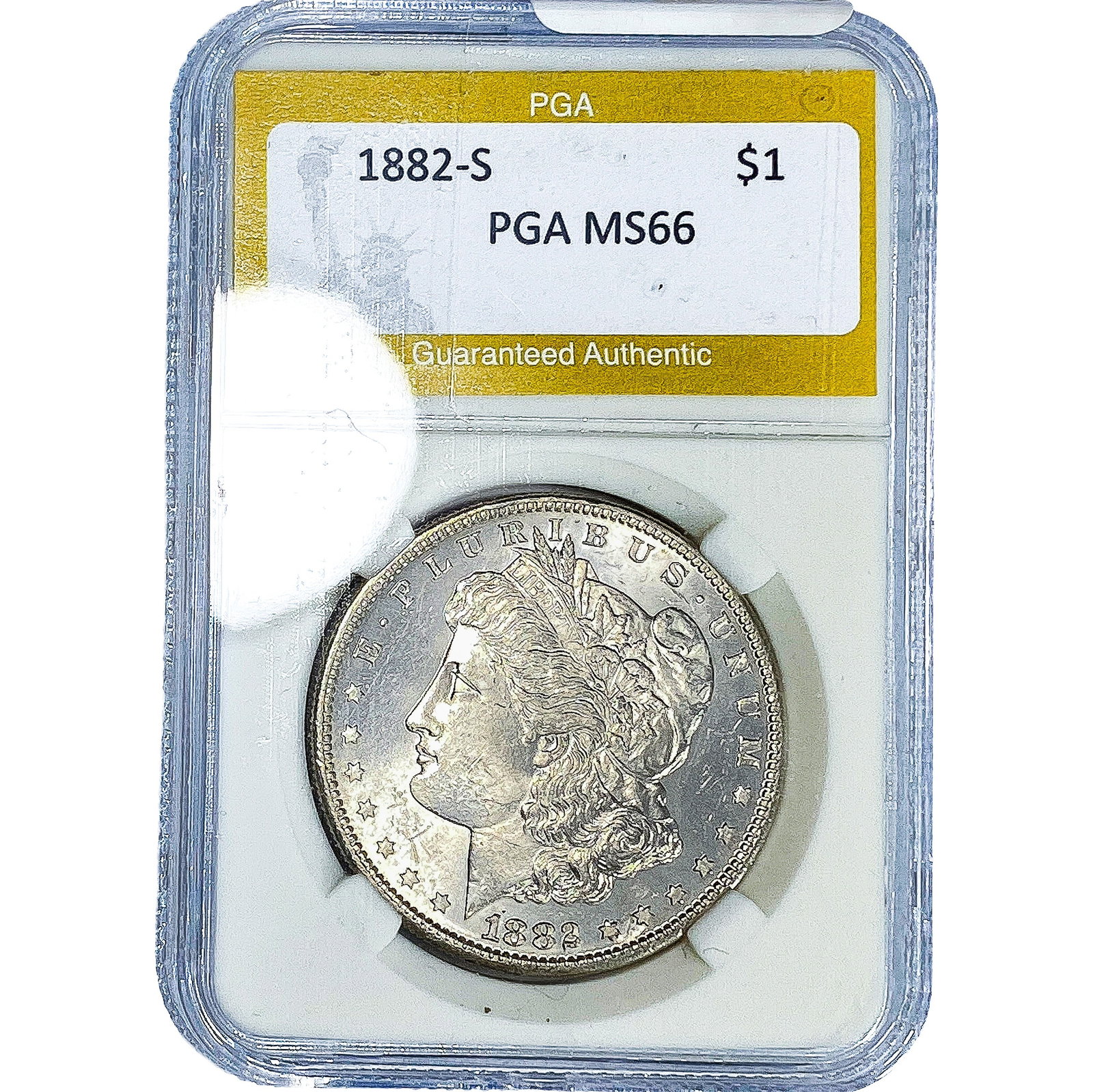 1882-S Morgan Silver Dollar PGA MS66: 1882-S Morgan Silver Dollar PGA MS66