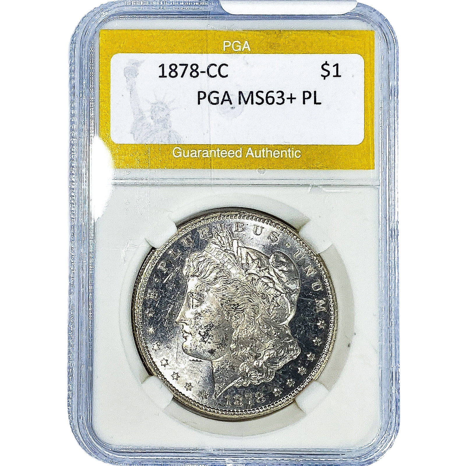 1878-CC Morgan Silver Dollar PGA MS63+ PL: 1878-CC Morgan Silver Dollar PGA MS63+ PL