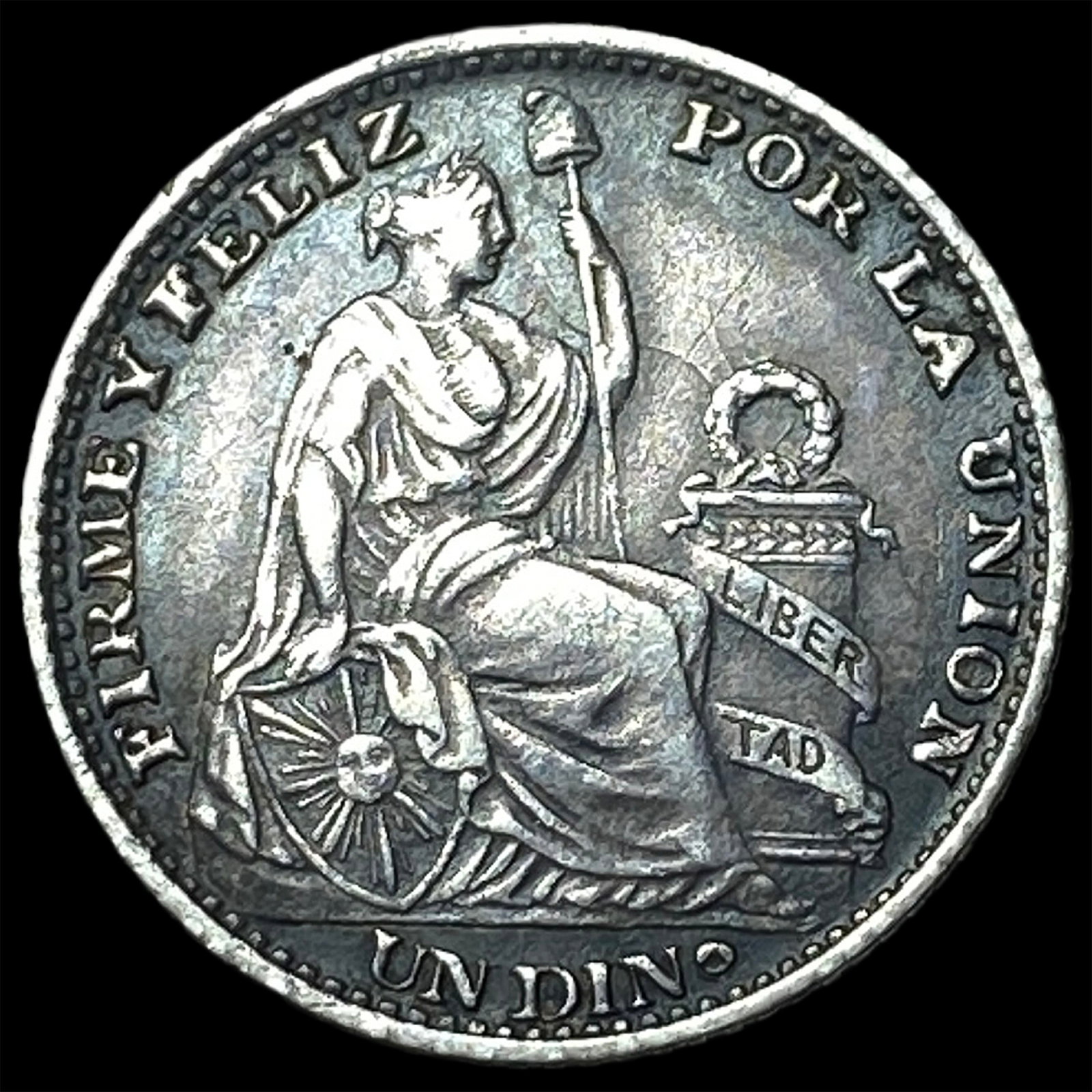 1890 JF Peru Silver Dinero KM 204.2 (1 of 2)