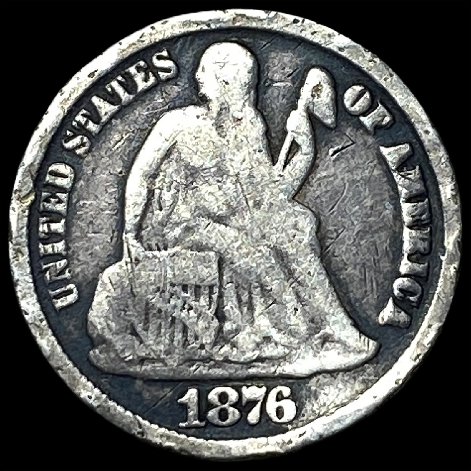 1876-CC Silver Seated Liberty Dime NICELY CIRCULATED: 1876-CC Silver Seated Liberty Dime NICELY CIRCULATED