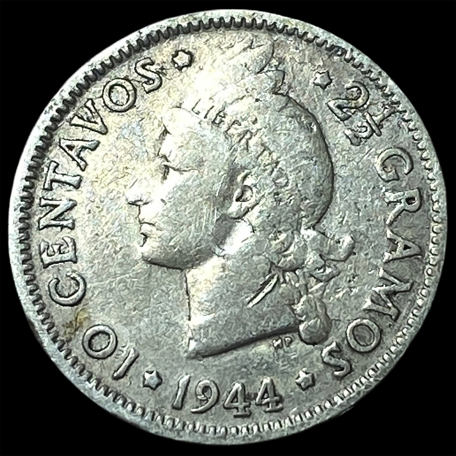 1944 Dominican Republic Silver 10 Centavos KM 18 (1 of 2)