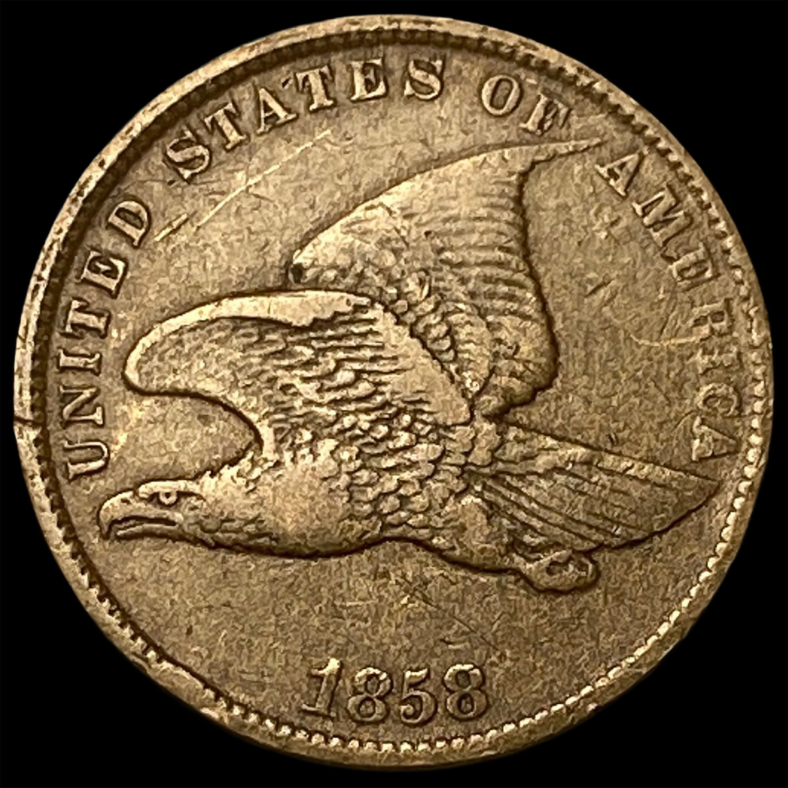 1858 Copper-Nickel Flying Eagle Cent NEARLY UNCIRCULATED: 1858 Copper-Nickel Flying Eagle Cent NEARLY UNCIRCULATED