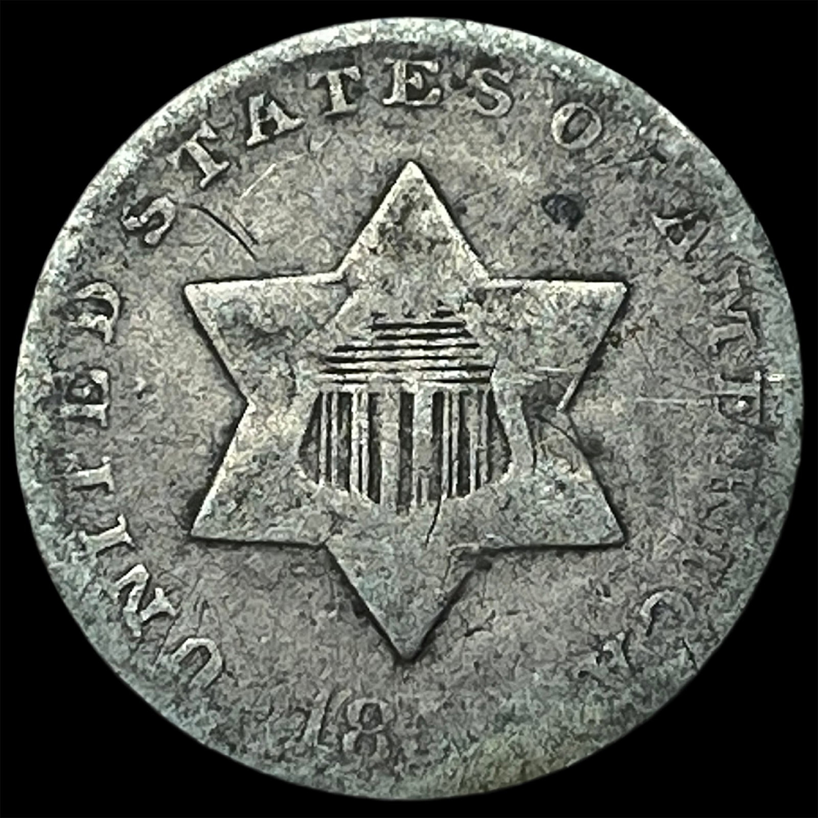 1851 Silver Three-Cent Piece NICELY CIRCULATED: 1851 Silver Three-Cent Piece NICELY CIRCULATED