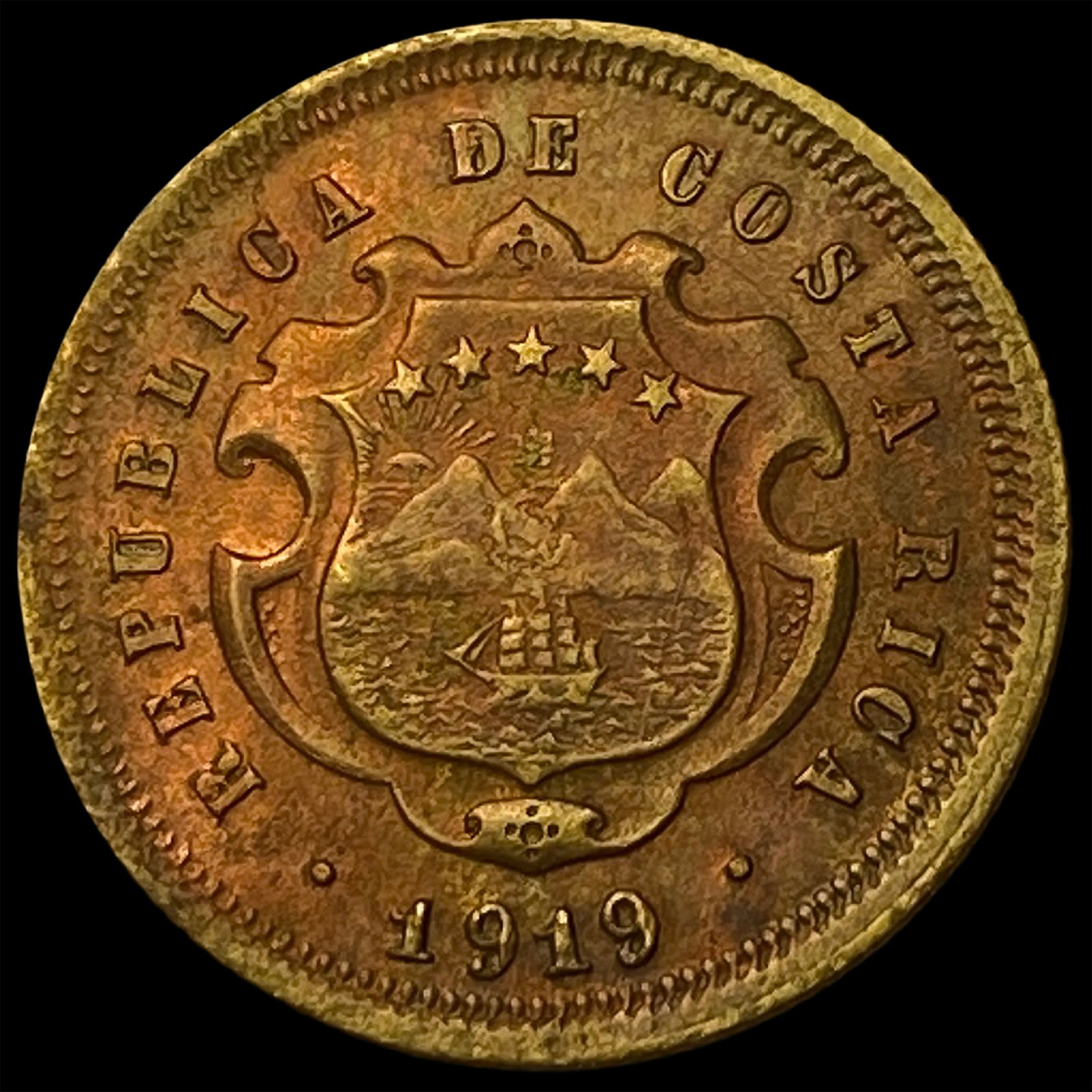 1919 Costa Rica 10 Centavos: 1919 Costa Rica 10 Centavos