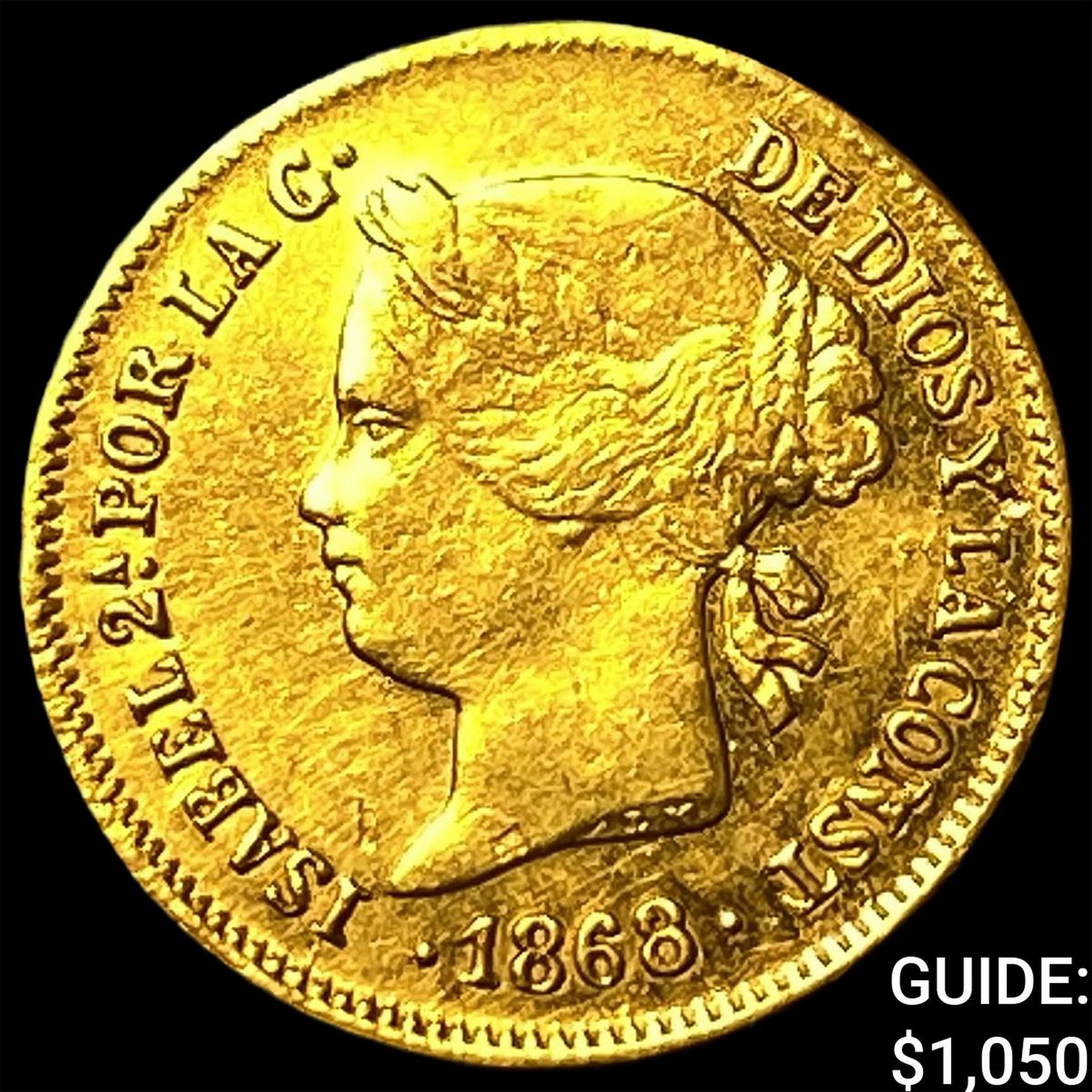 1868 Philippines Gold 1 Peso .0476 AGW: 1868 Philippines Gold 1 Peso .0476 AGW