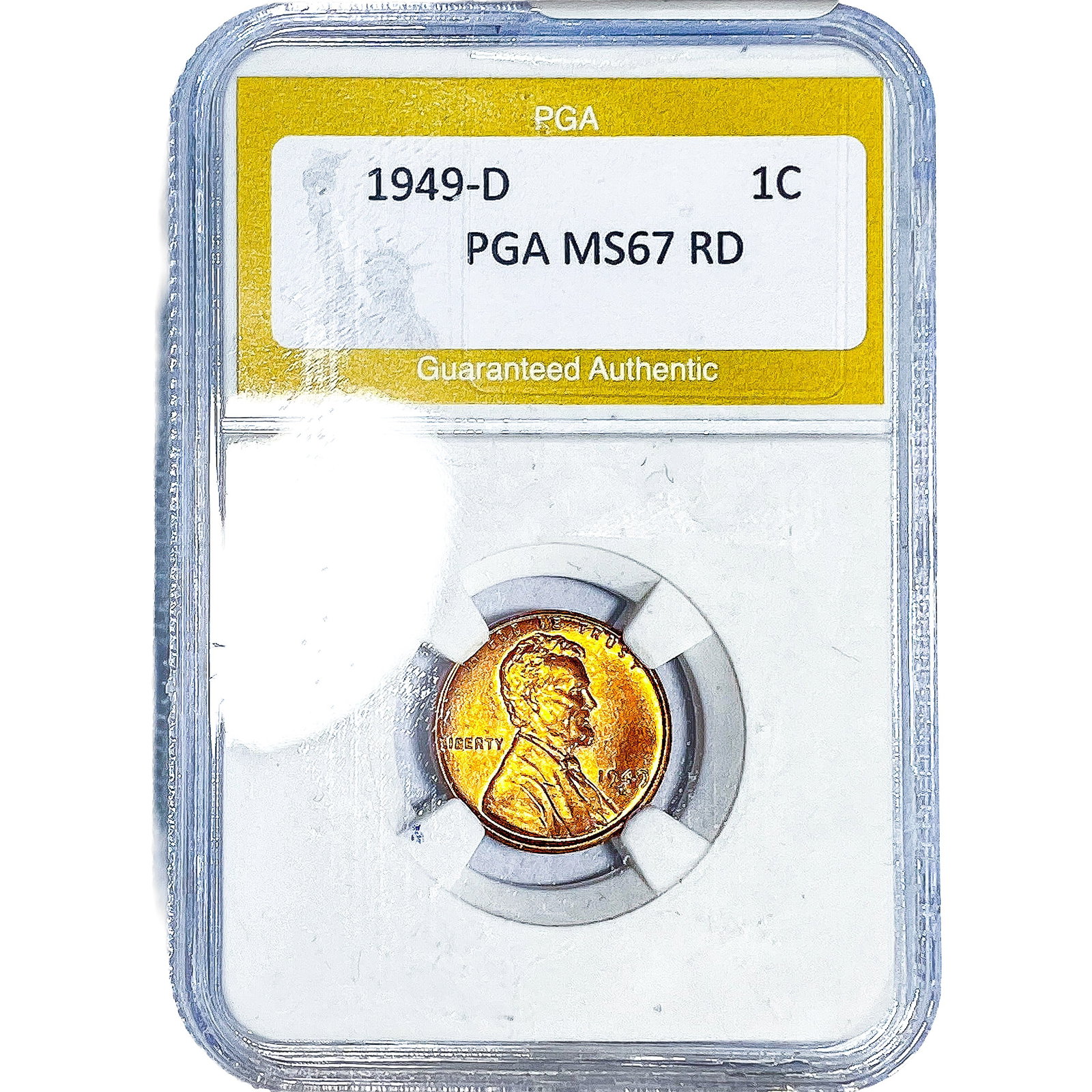 1949-D Wheat Cent PGA MS67 RD: 1949-D Wheat Cent PGA MS67 RD