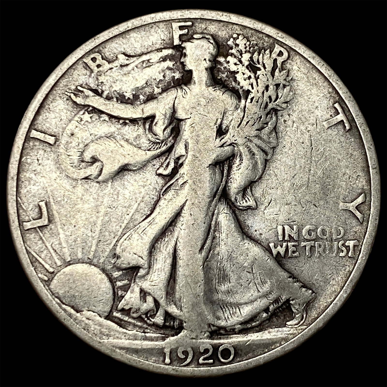1920-S Silver Walking Liberty Half Dollar LIGHTLY CIRCULATED (1 of 2)