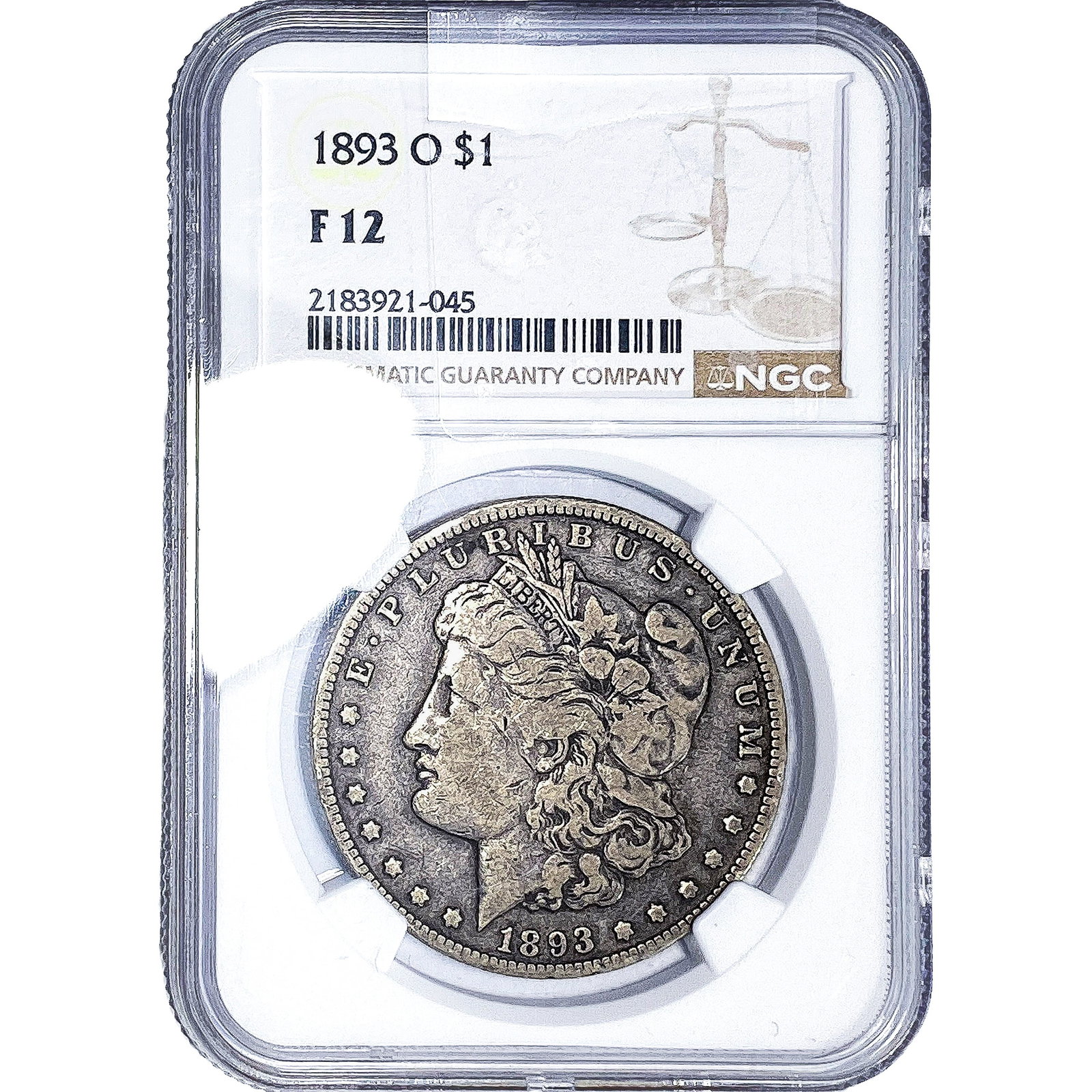 1893-O Morgan Silver Dollar NGC F12: 1893-O Morgan Silver Dollar NGC F12
