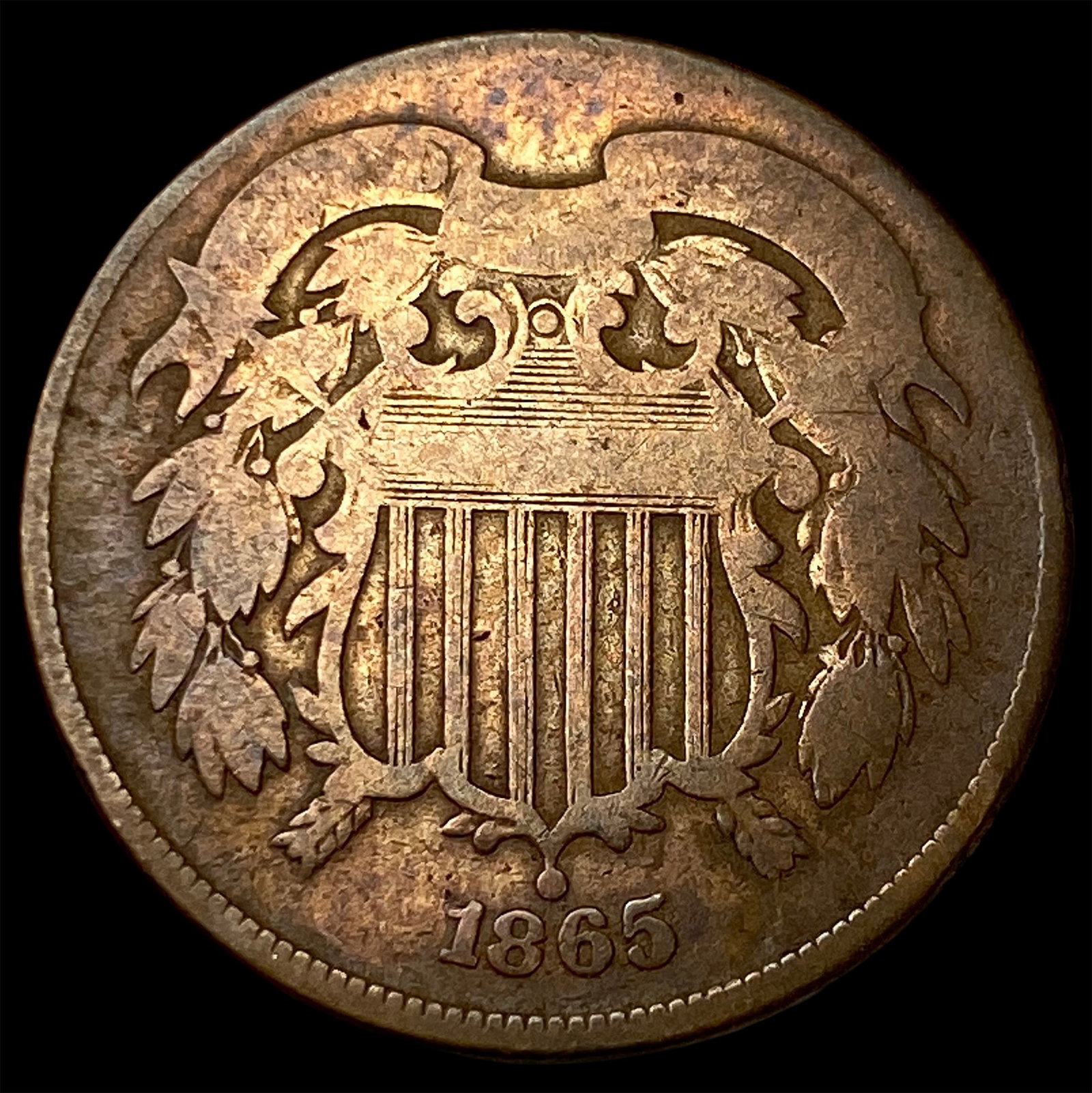 1865 Bronze Two-Cent Piece NICELY CIRCULATED: 1865 Bronze Two-Cent Piece NICELY CIRCULATED