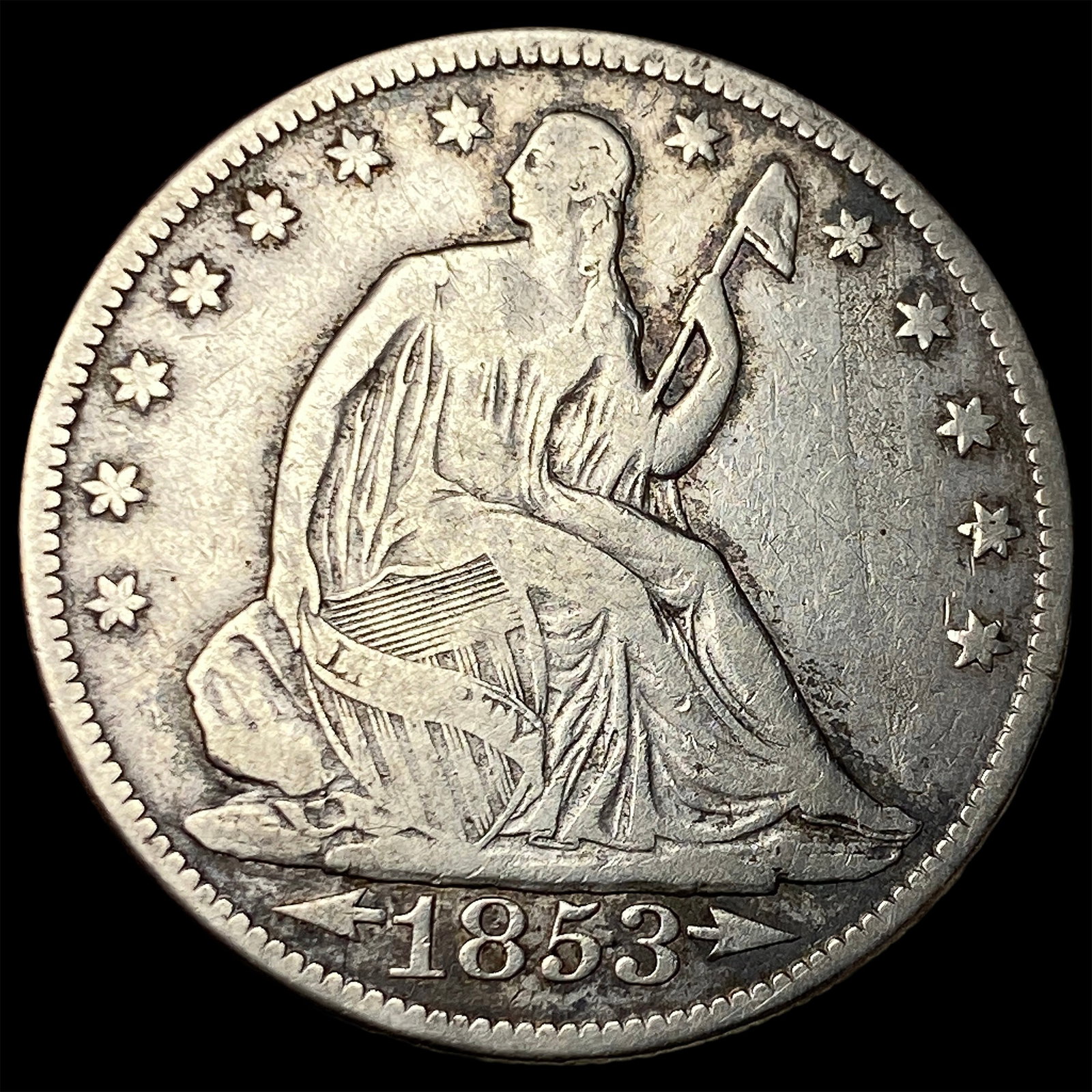 1853 Arrows Seated Liberty Half Dollar LIGHTLY CIRCULATED: 1853 Arrows Seated Liberty Half Dollar LIGHTLY CIRCULATED