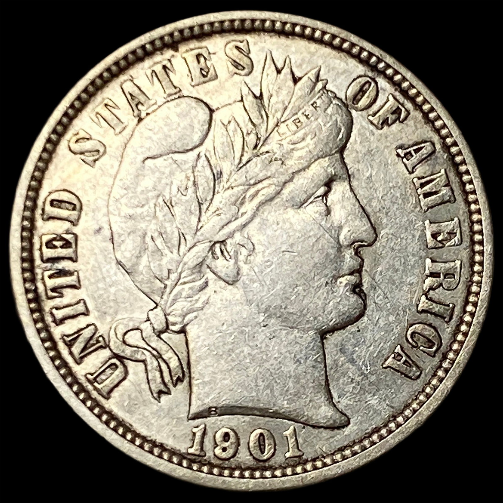 1901-O Silver Barber Dime NEARLY UNCIRCULATED: 1901-O Silver Barber Dime NEARLY UNCIRCULATED
