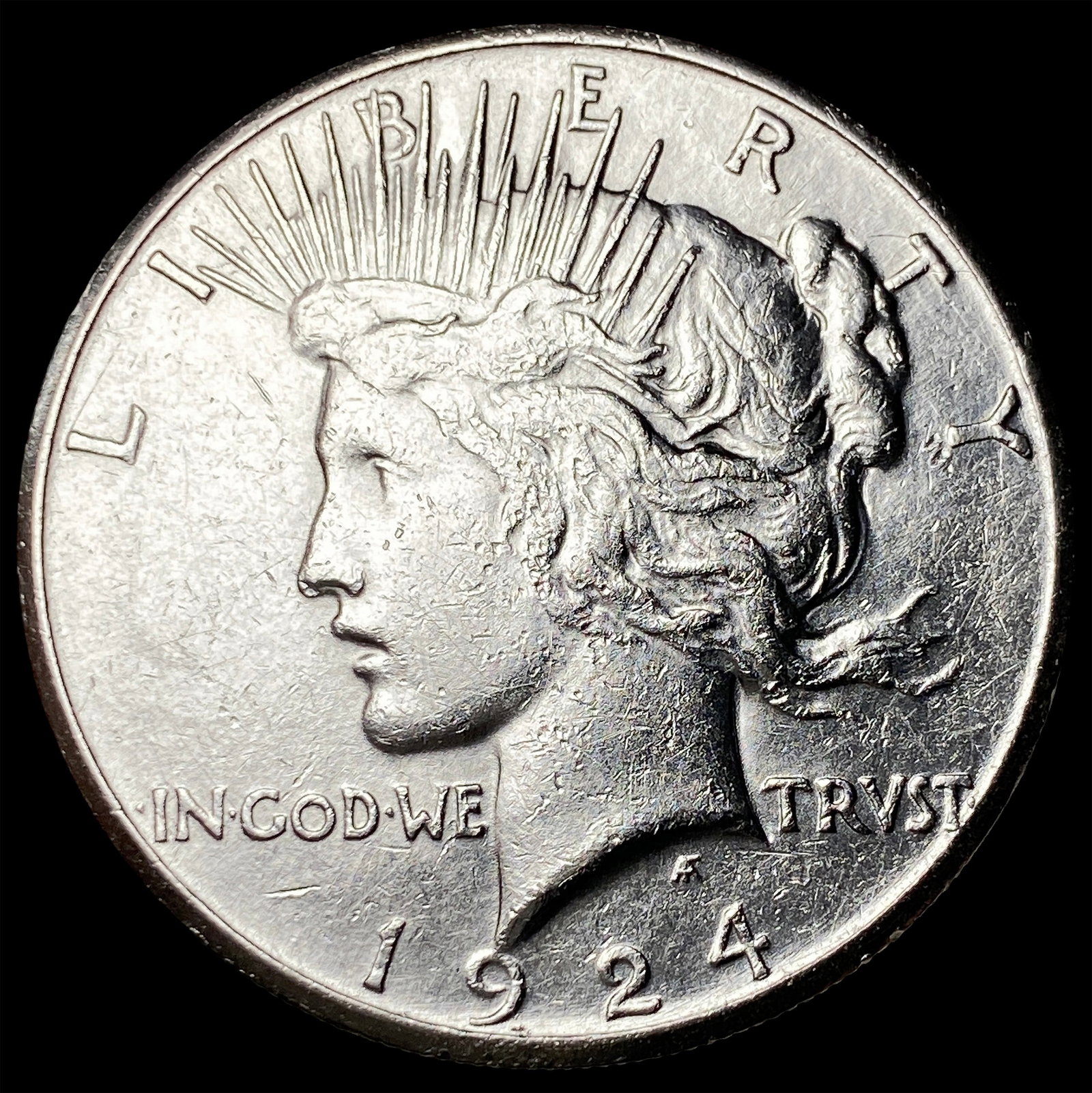 1924-S Silver Peace Dollar CLOSELY UNCIRCULATED: 1924-S Silver Peace Dollar CLOSELY UNCIRCULATED
