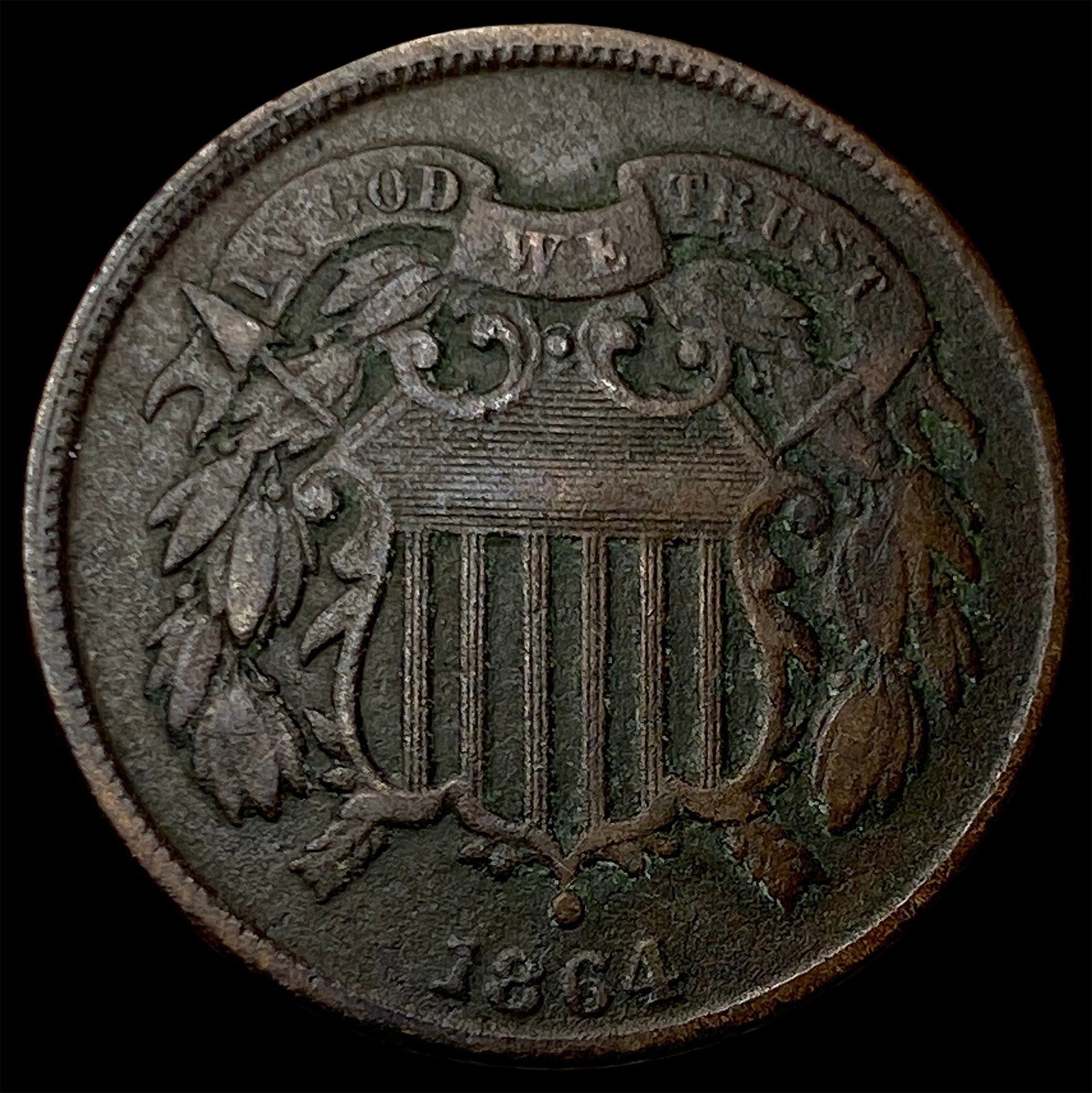 1864 Bronze Two-Cent Piece LIGHTLY CIRCULATED (1 of 2)