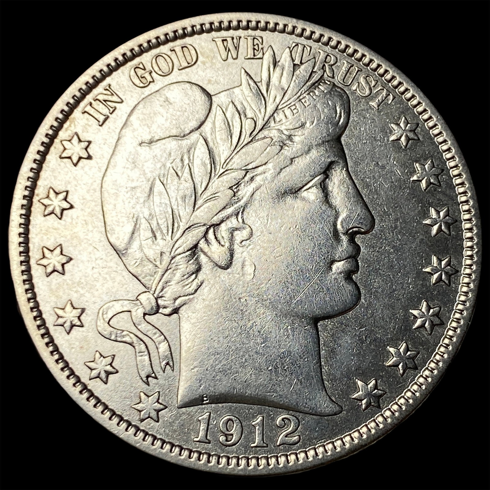 1912-S Silver Half Dollar Barber NEARLY UNCIRCULATED: 1912-S Silver Half Dollar Barber NEARLY UNCIRCULATED
