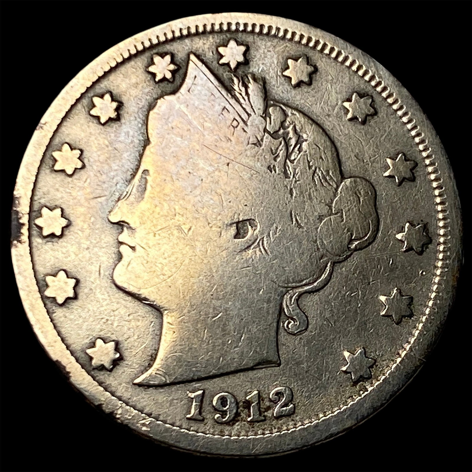 1912-D Liberty Head Nickel NICELY CIRCULATED: 1912-D Liberty Head Nickel NICELY CIRCULATED