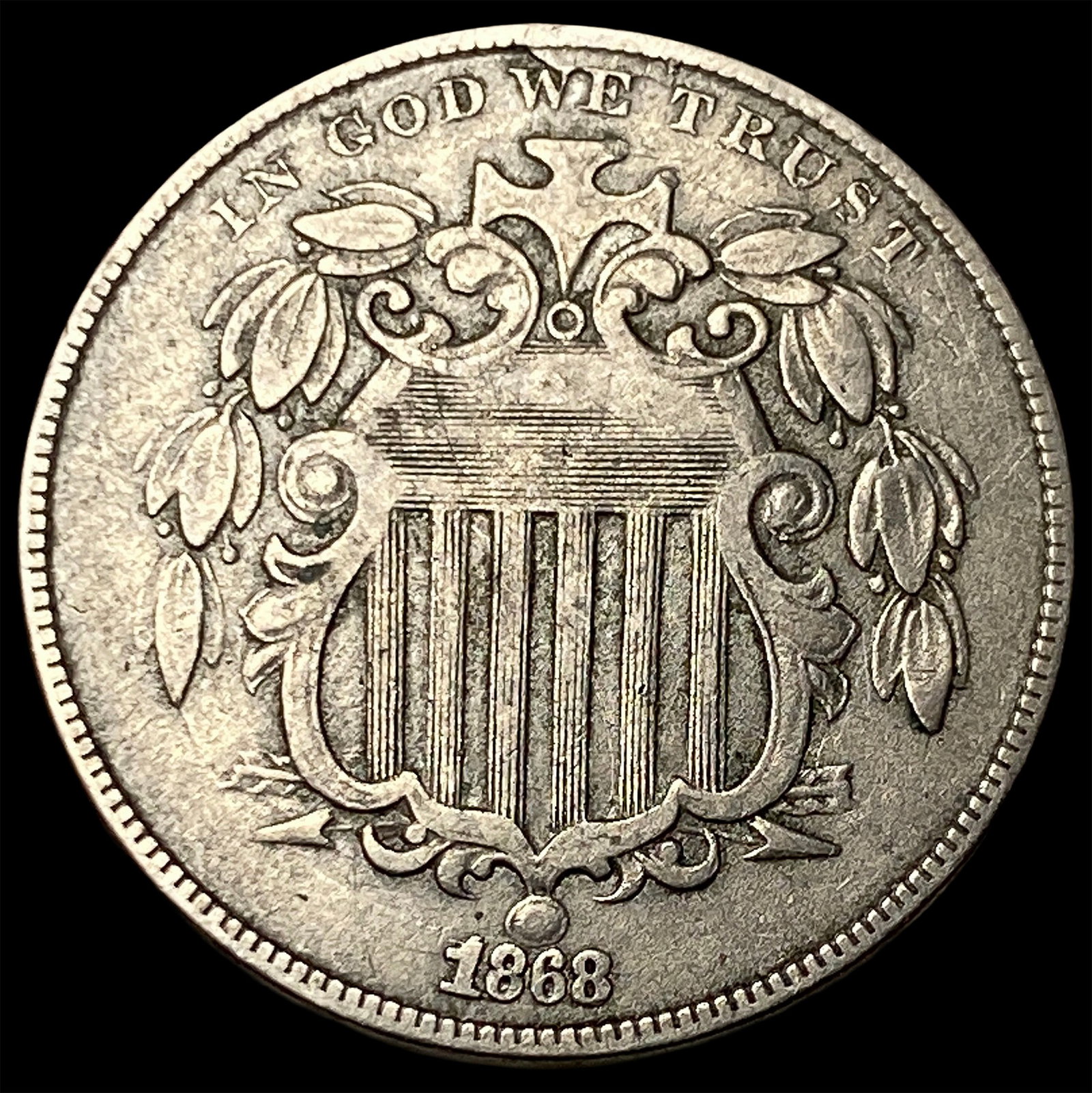 1868 Shield Nickel NEARLY UNCIRCULATED (1 of 2)