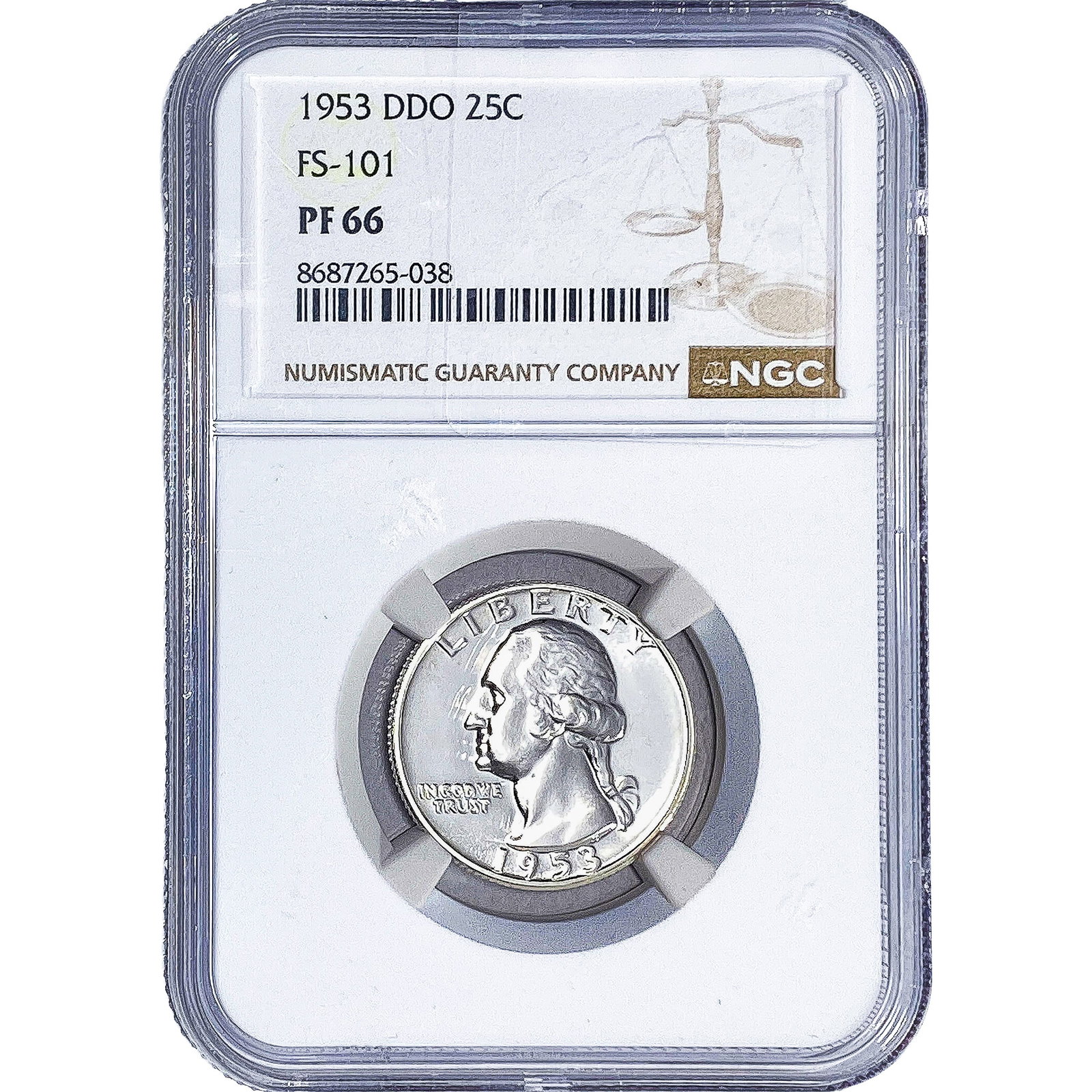 1953 DDO Washington Silver Quarter NGC PF66: 1953 DDO Washington Silver Quarter NGC PF66