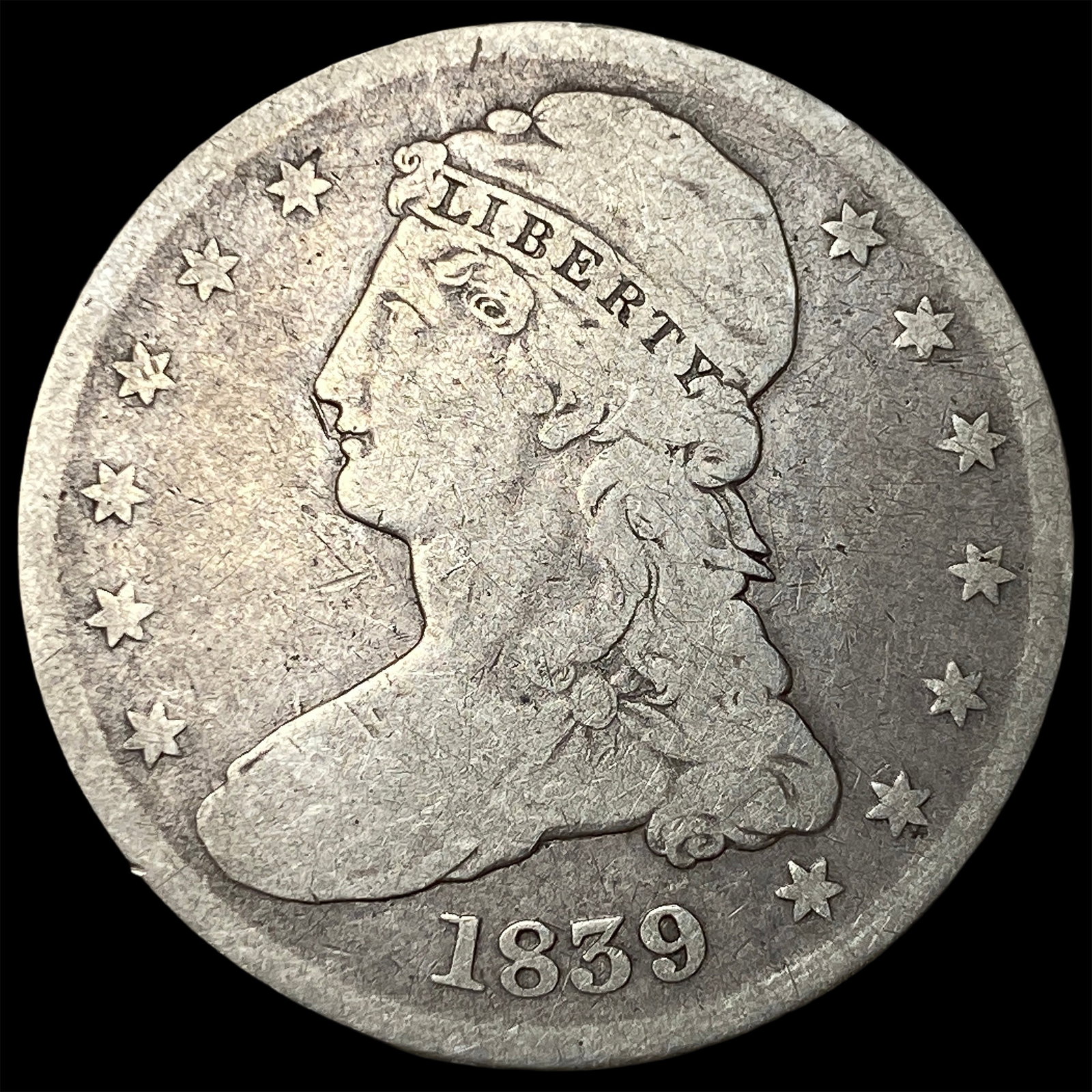 1839 Silver Half Dollar (Capped Bust) LIGHTLY CIRCULATED: 1839 Silver Half Dollar (Capped Bust) LIGHTLY CIRCULATED