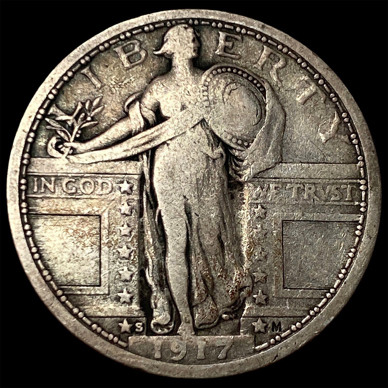 1917-S Silver Standing Liberty Quarter NICELY CIRCULATED: 1917-S Silver Standing Liberty Quarter NICELY CIRCULATED