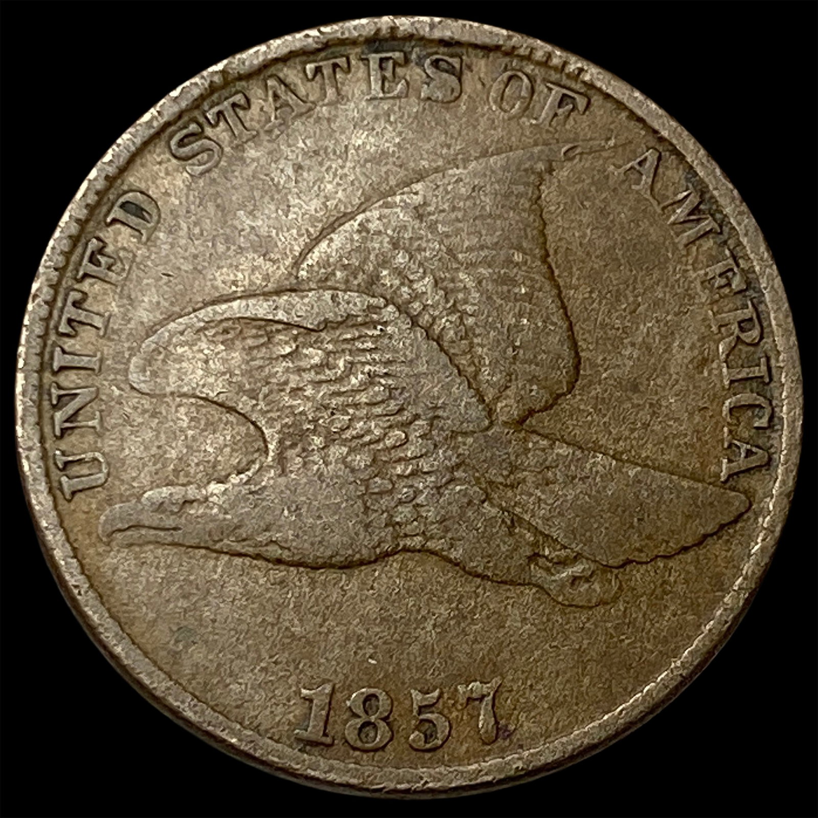 1857 Copper-Nickel Flying Eagle Cent ABOUT UNCIRCULATED: 1857 Copper-Nickel Flying Eagle Cent ABOUT UNCIRCULATED