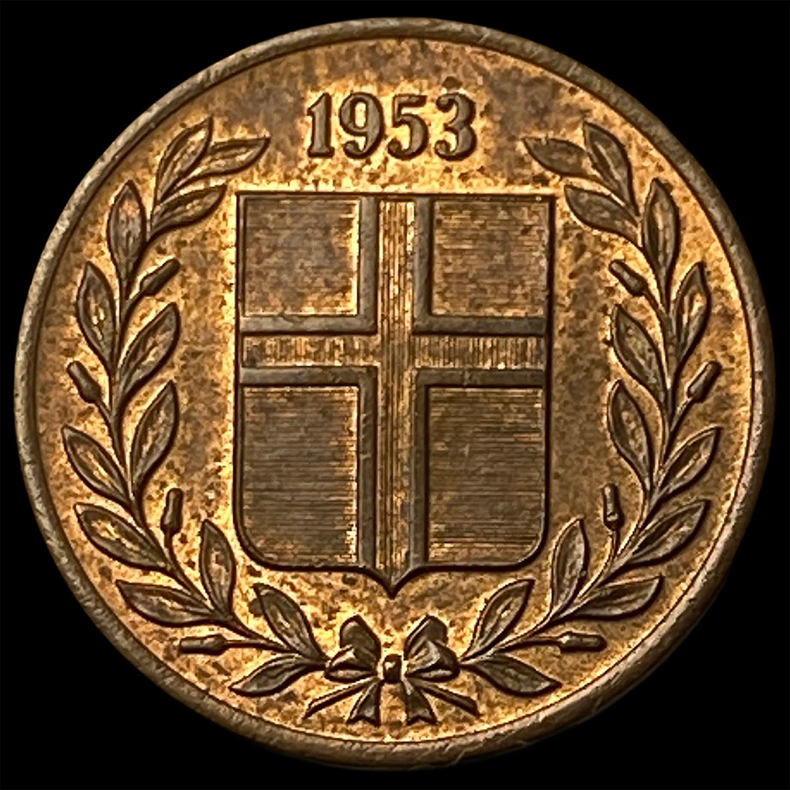 1953 Iceland Bronze 1 Eyrir (1 of 2)