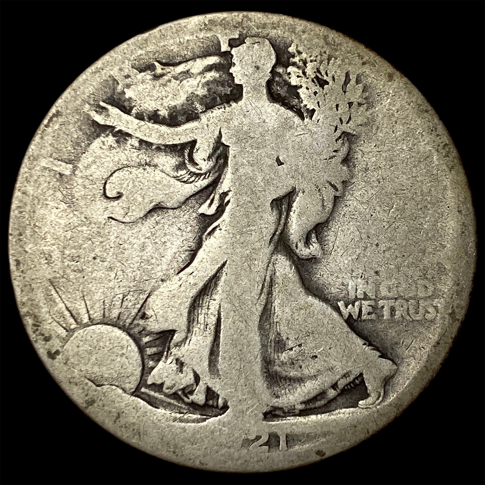 1921-S Silver Walking Liberty Half Dollar NICELY CIRCULATED: 1921-S Silver Walking Liberty Half Dollar NICELY CIRCULATED