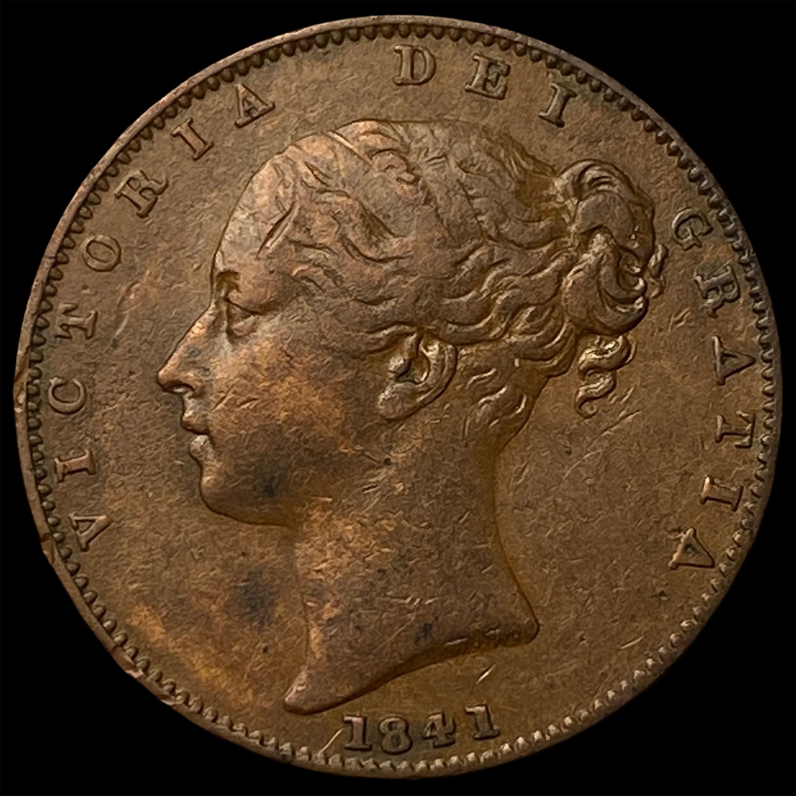 1841 Great Britain Copper 1 Farthing KM725 (1 of 2)